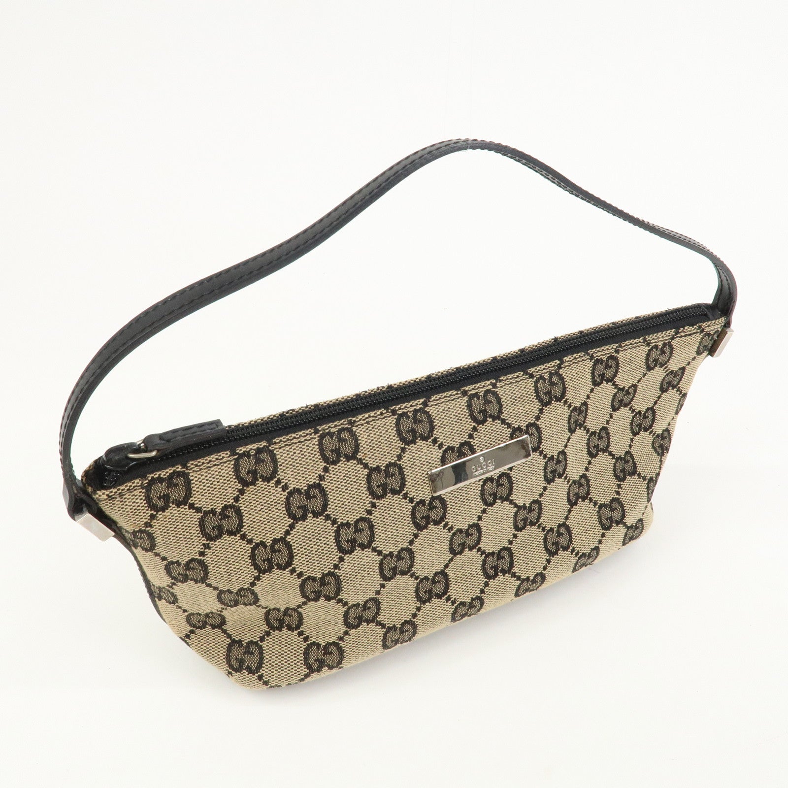 GUCCI Boat Bag GG Monogram Canvas Pouch Hand Bag Beige 039.1103