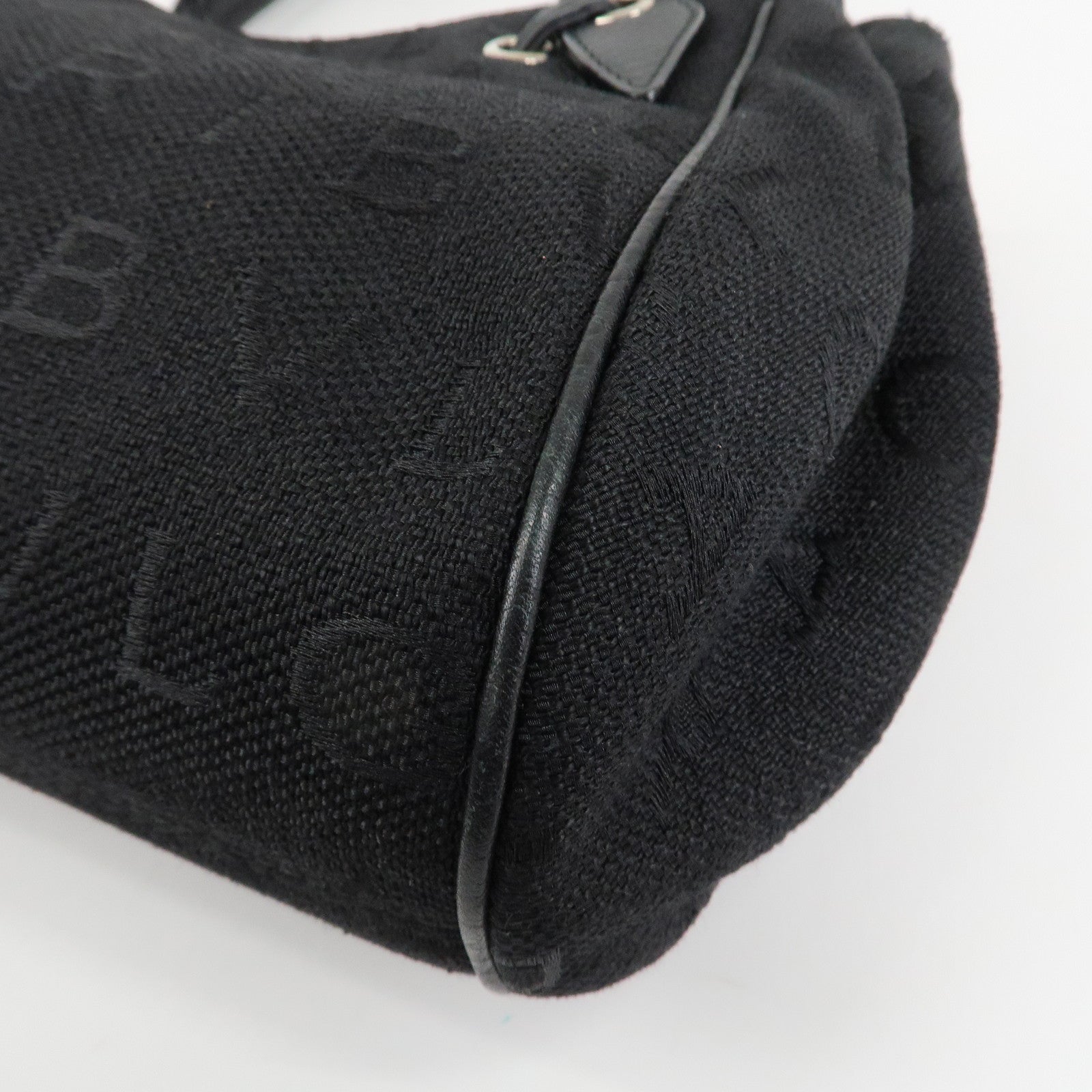 BVLGARI Logo Mania Leather Canvas Tote bag Hand Bag Black Used