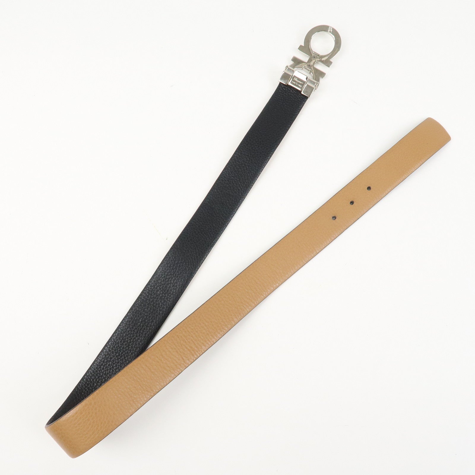 Ferragamo Gancini Logo Leather Belt Brown
