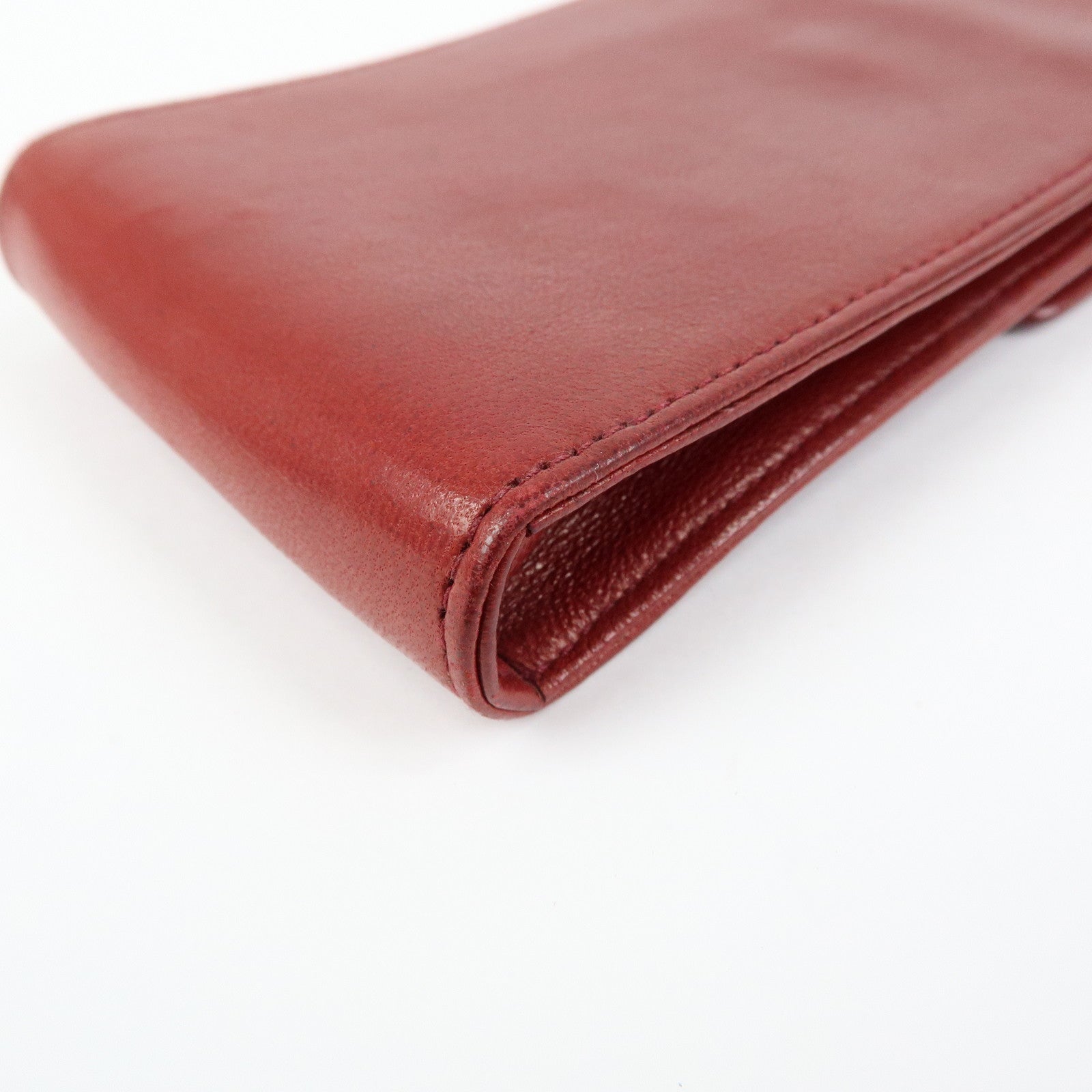 CHANEL COCO Mark Lamb Skin Cigarette Case Key Case Red