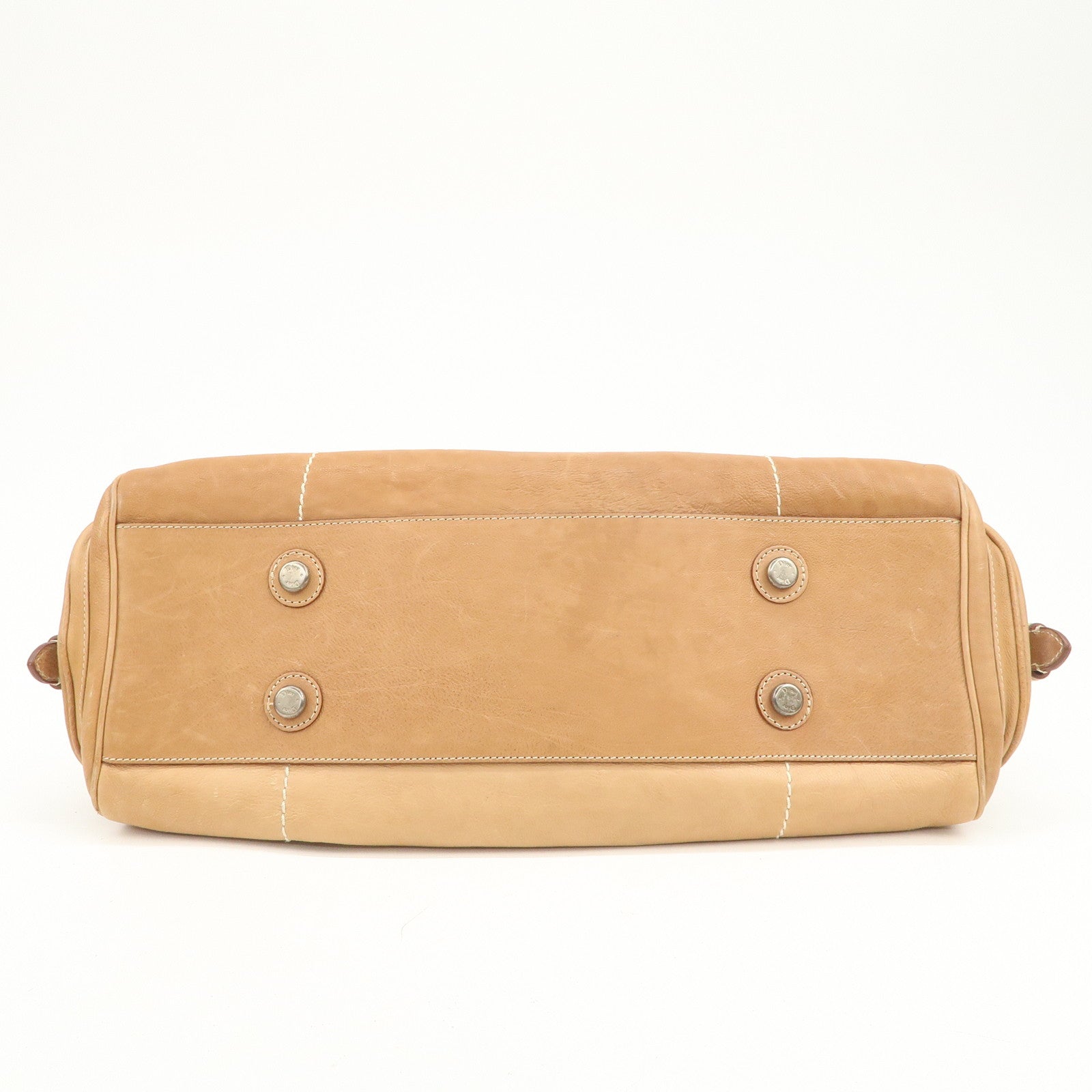 Christian Dior Logo Leather Shoulder Bag Hand Bag Brown