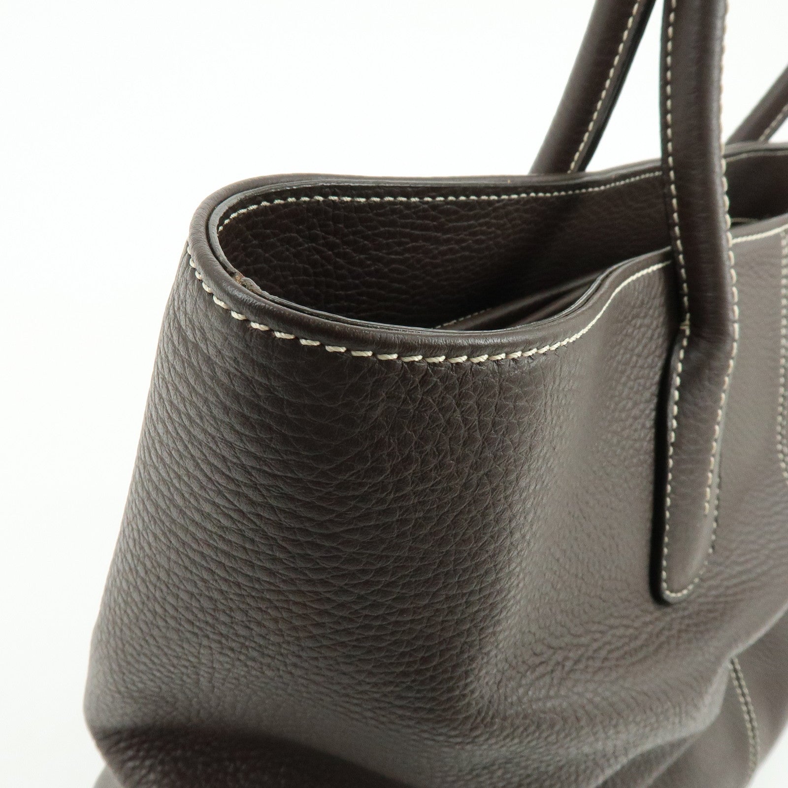 TOD'S Logo Leather Tote Bag Shoulder Bag Brown