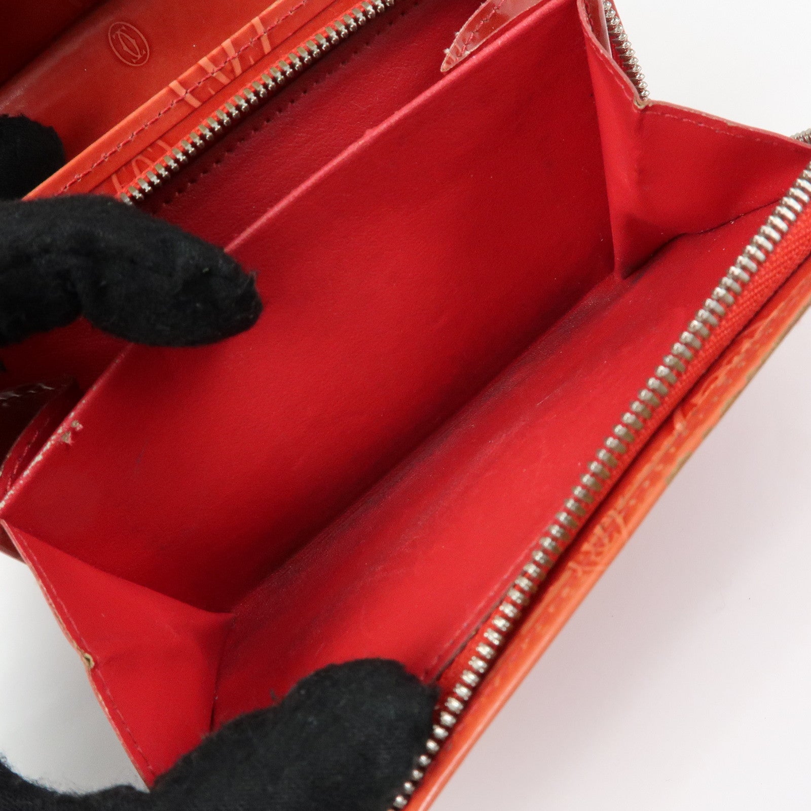 Cartier Set of 3 Leather Wallet 6 Rings Key Case Bordeaux Black