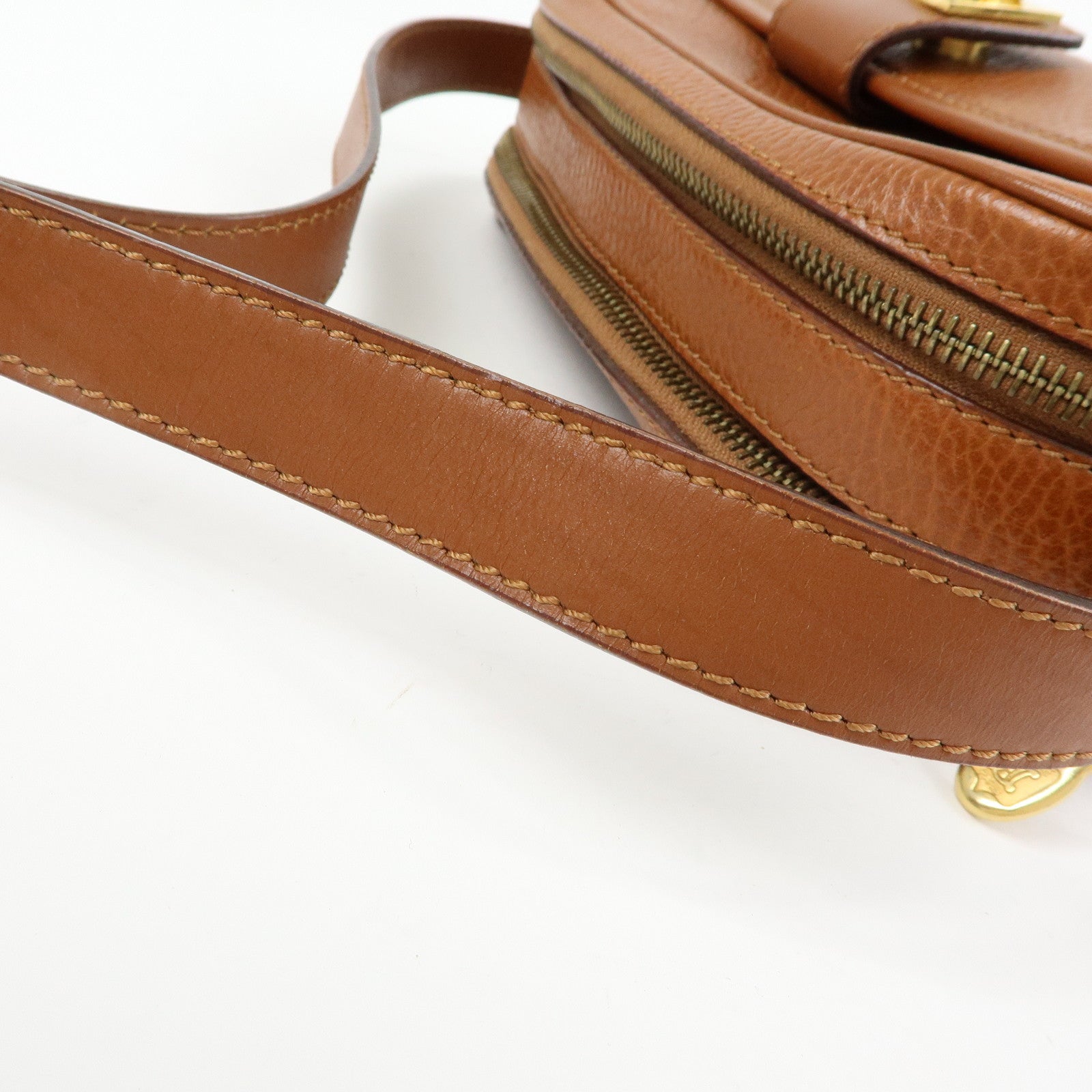 CELINE Leather Shoulder Bag Crossbody Bag Brown