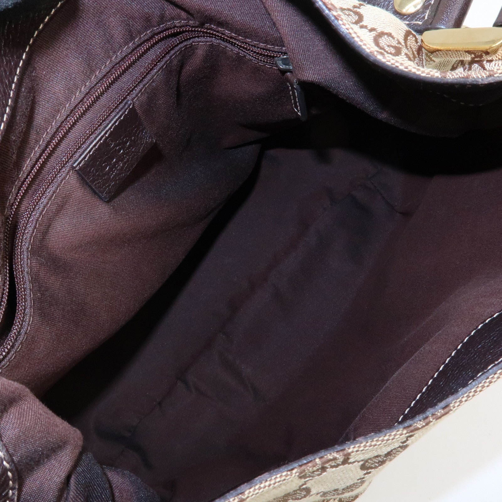 GUCCI GG Canvas Shoulder Bag Hand Bag Beige Brown 211933