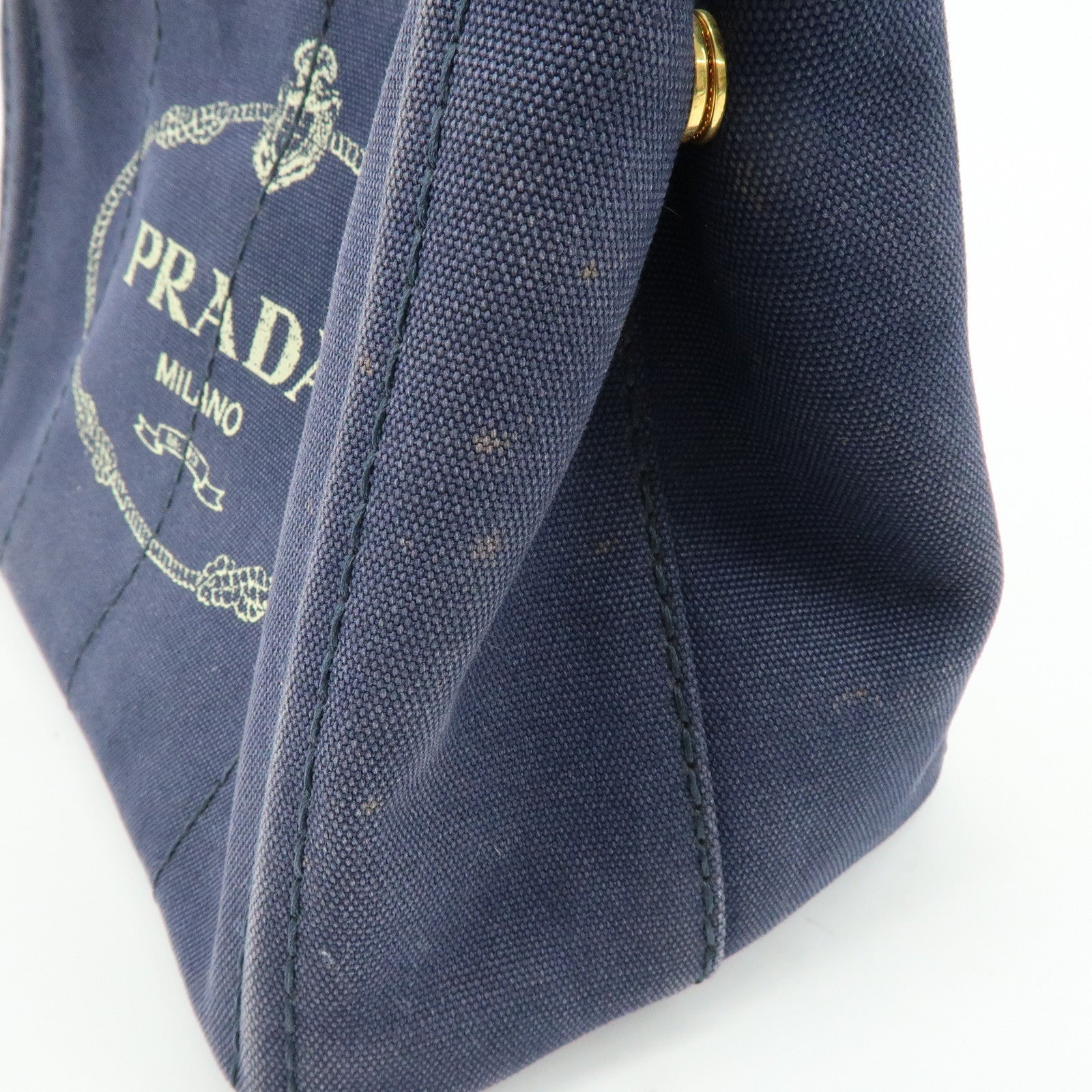 PRADA Canapa Mini Canvas 2Way Bag Hand Bag Navy 1BG439