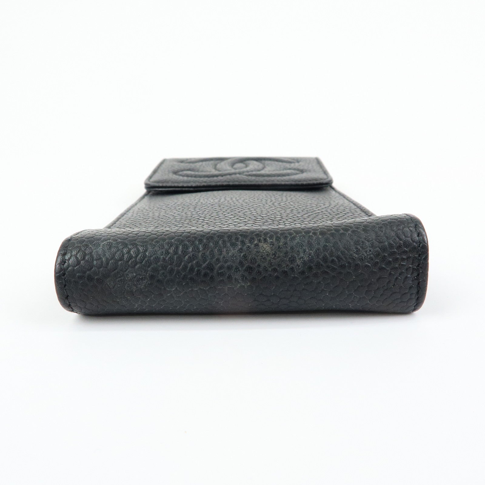 CHANEL COCO Mark Caviarskin Glasses Case Black