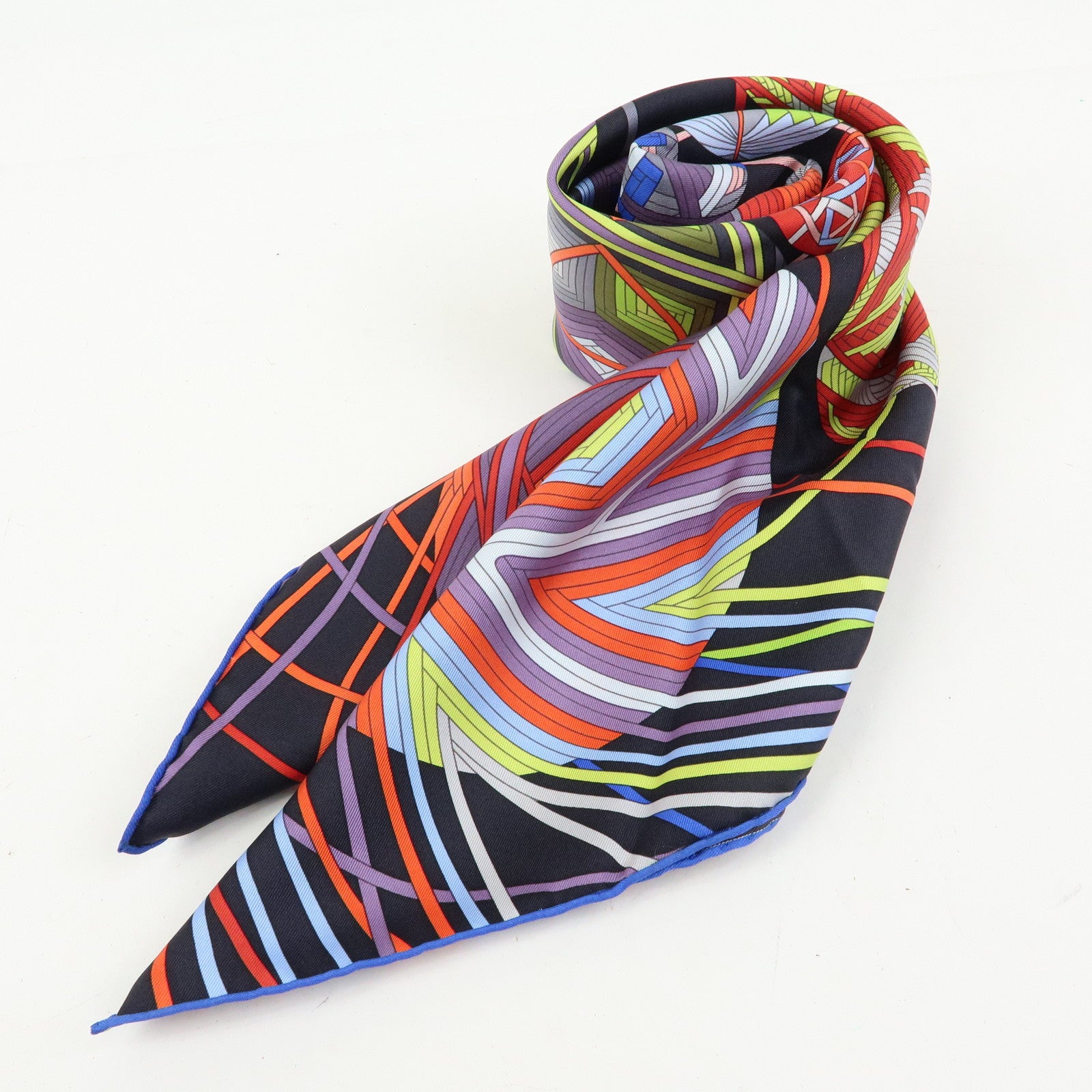 HERMES Carre 90 Silk 100% Scarf L'art du temari Black