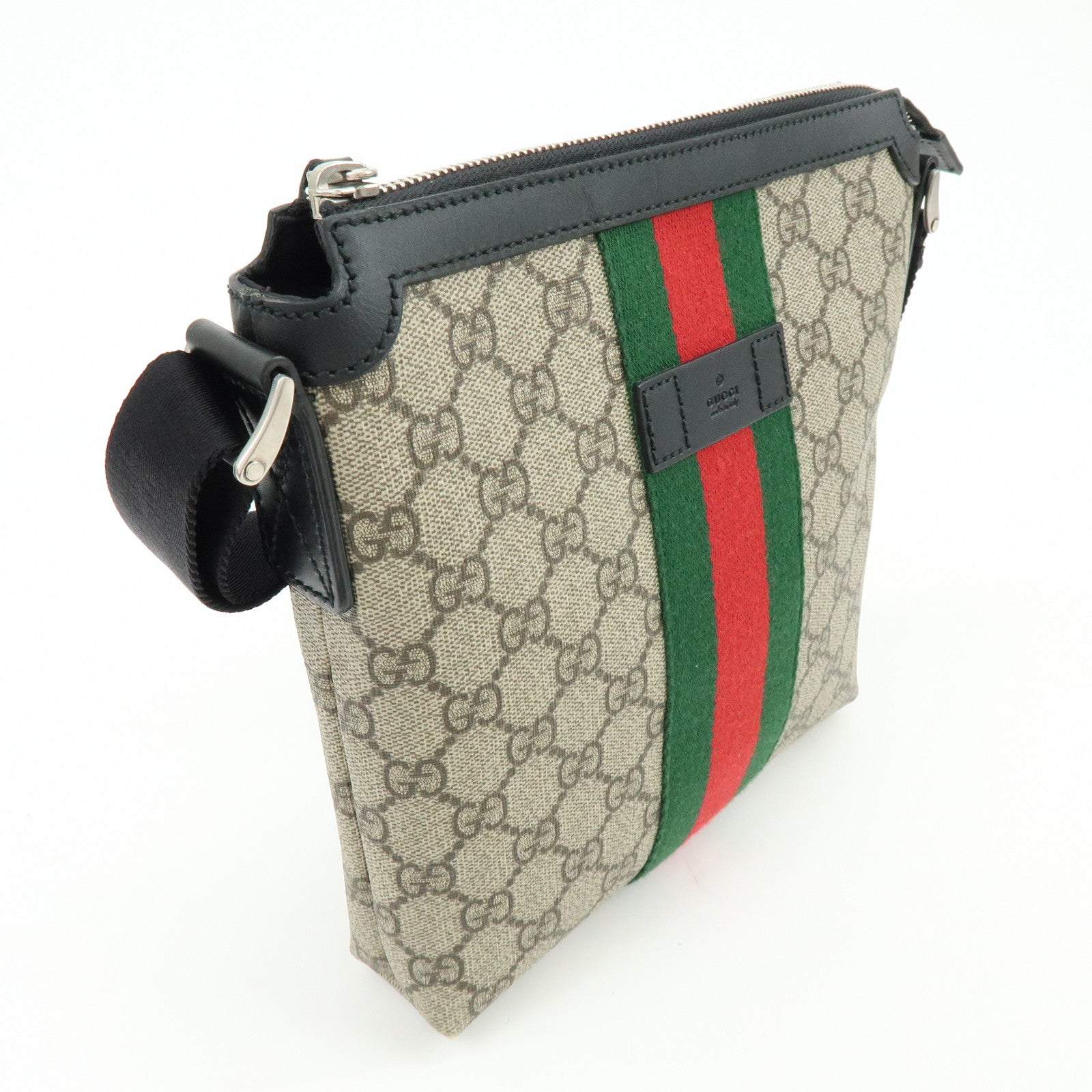 GUCCI Sherry GG Supreme Leather Shoulder Crossbody Bag Beige 471454