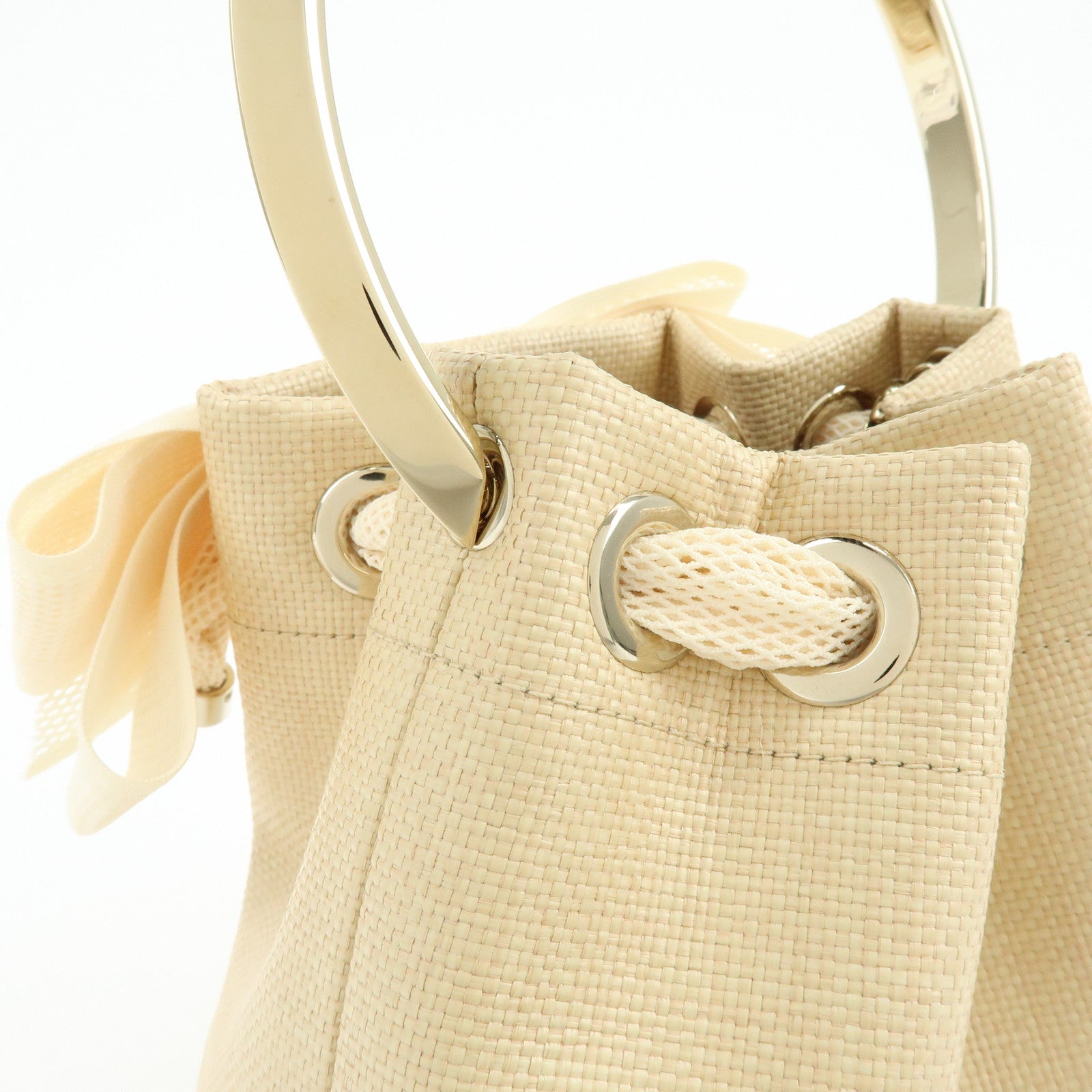 JIMMY CHOO Bon Bon Raffia 2Way Bag Chain Shoulder Bag Natural
