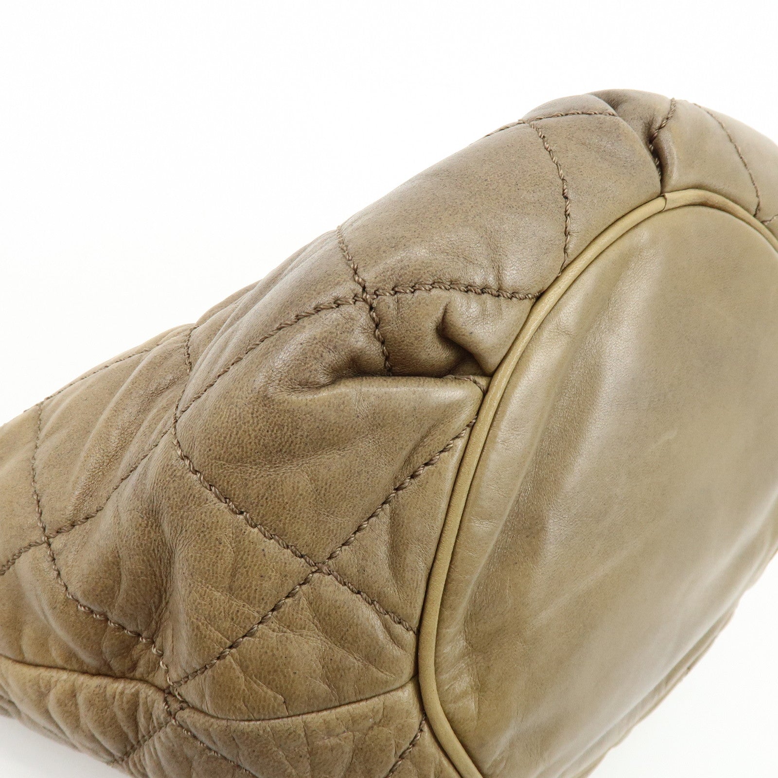 CHANEL Wild Stitch Lamb Skin Shoulder Bag Brown