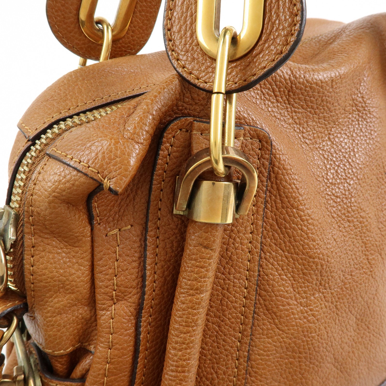 Chloe Paraty Leather 2Way Bag Shoulder Bag Hand Bag Brown