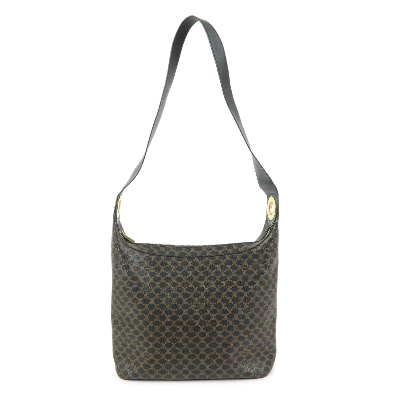 CELINE Macadam PVC Leather Shoulder Bag Crossbody Bag Black Brown
