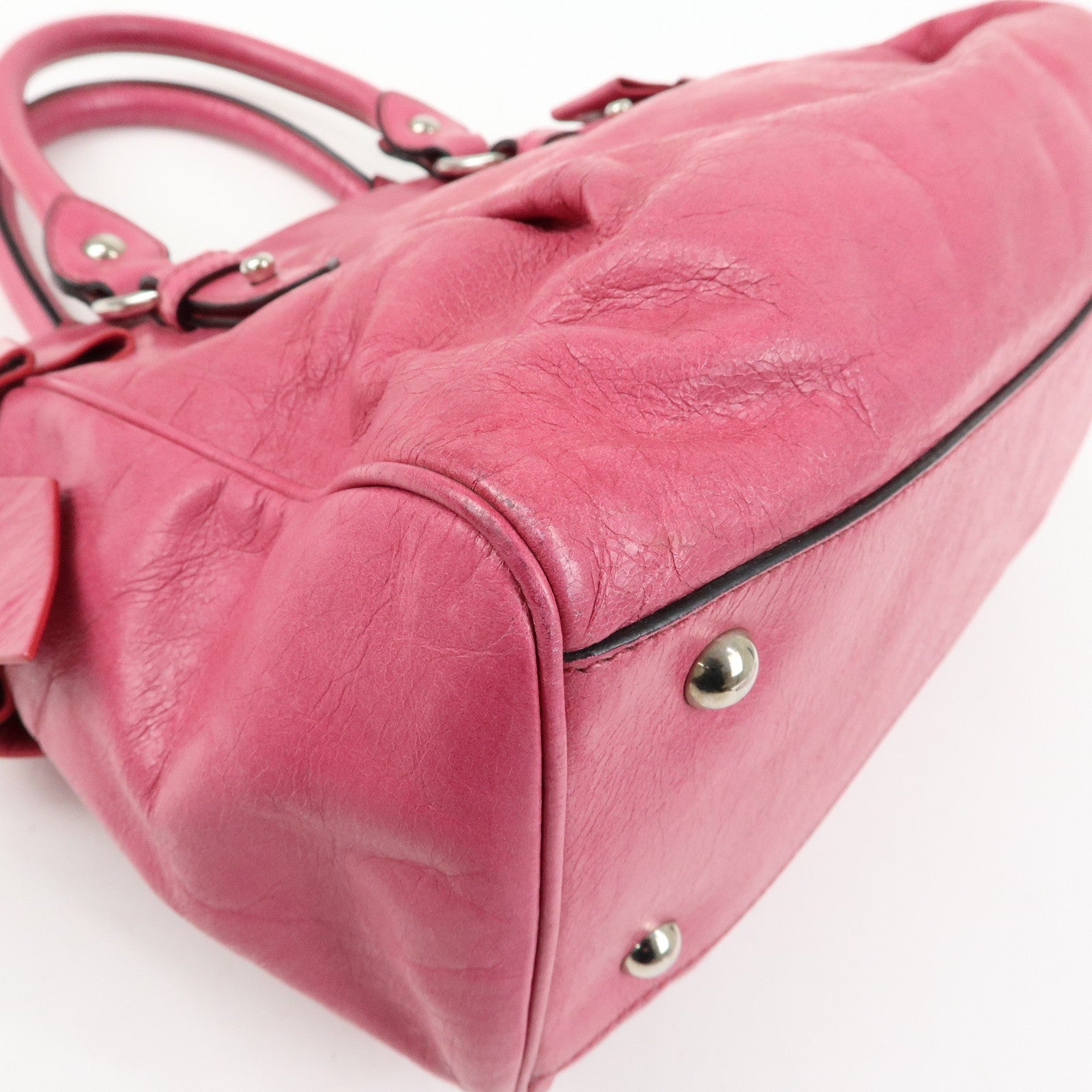 MIU MIU Vitello Lux 2Way Ribbon Motif Bag Hand Bag Pink RN0955