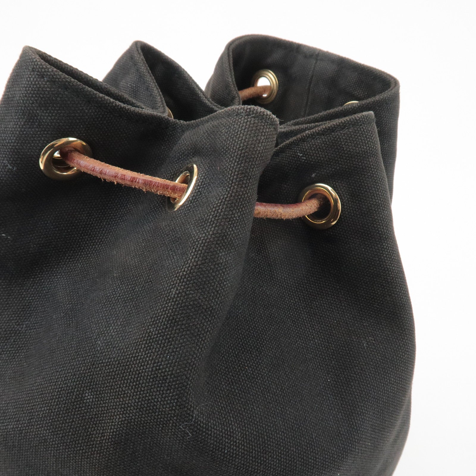 HERMES Canvas Leather Porochon Mimil PM Shoulder Bag Brown Used