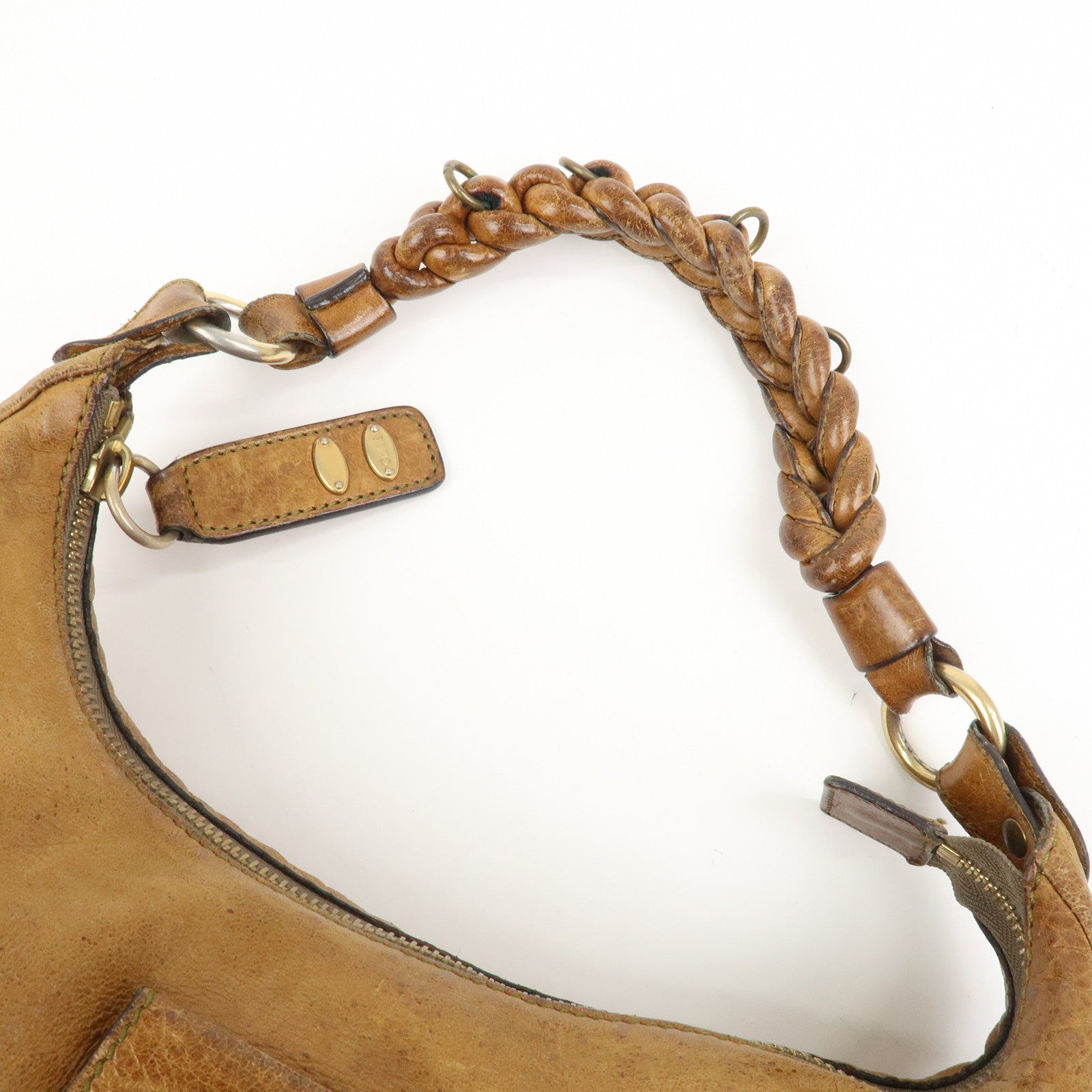 Chloe Leather Heloise Shoulder Bag Hand Bag Brown