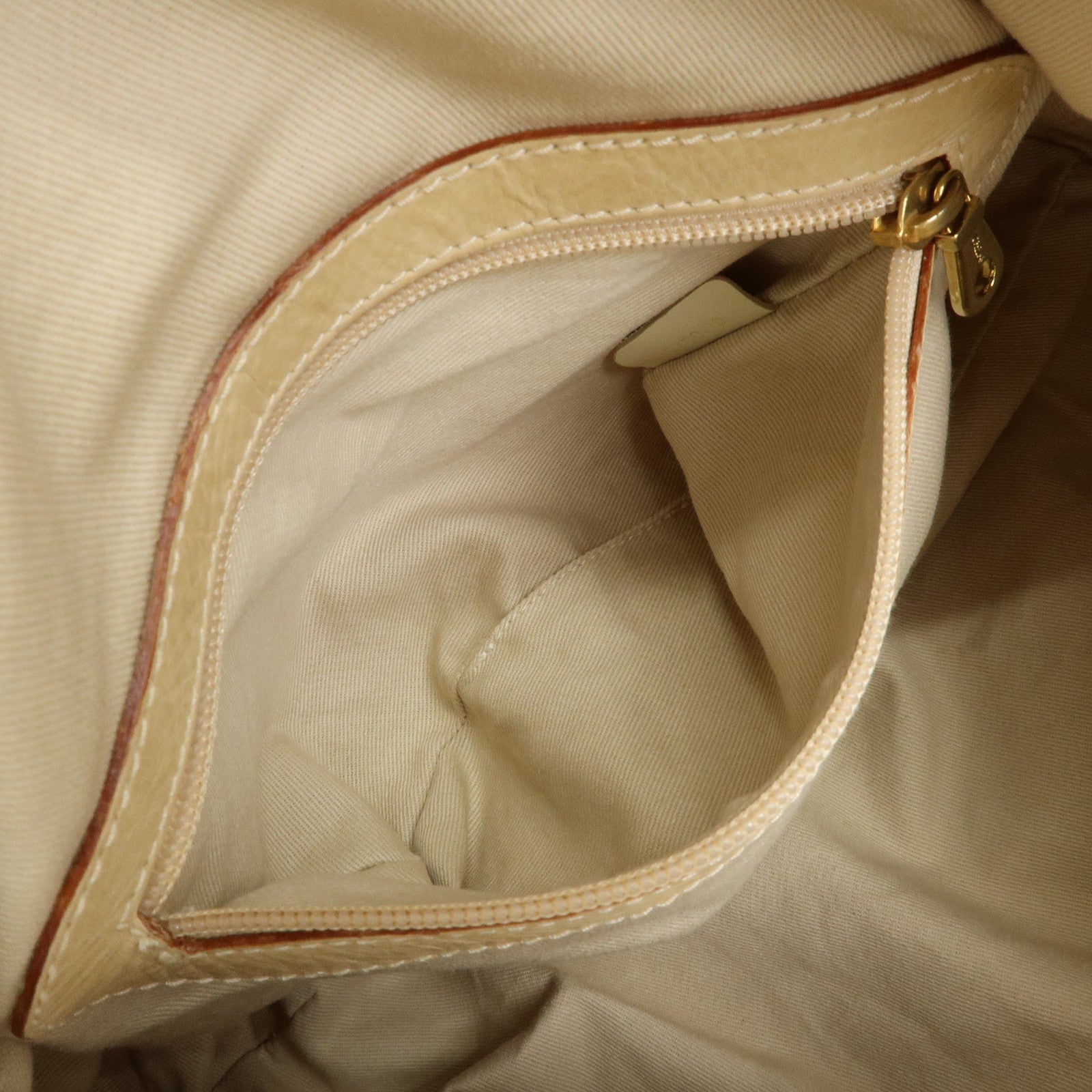 Chloe Cotton Leather Boston Bag Hand Bag Shoulder Bag Beige