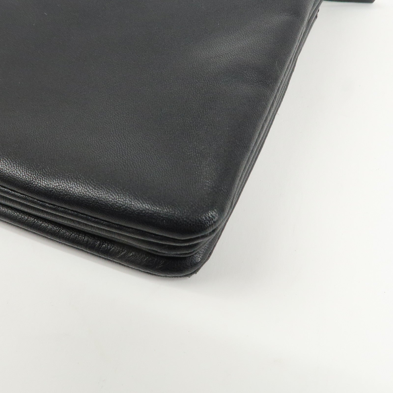 CELINE Trio Leather Shoulder Bag Black Gold Hardware Used