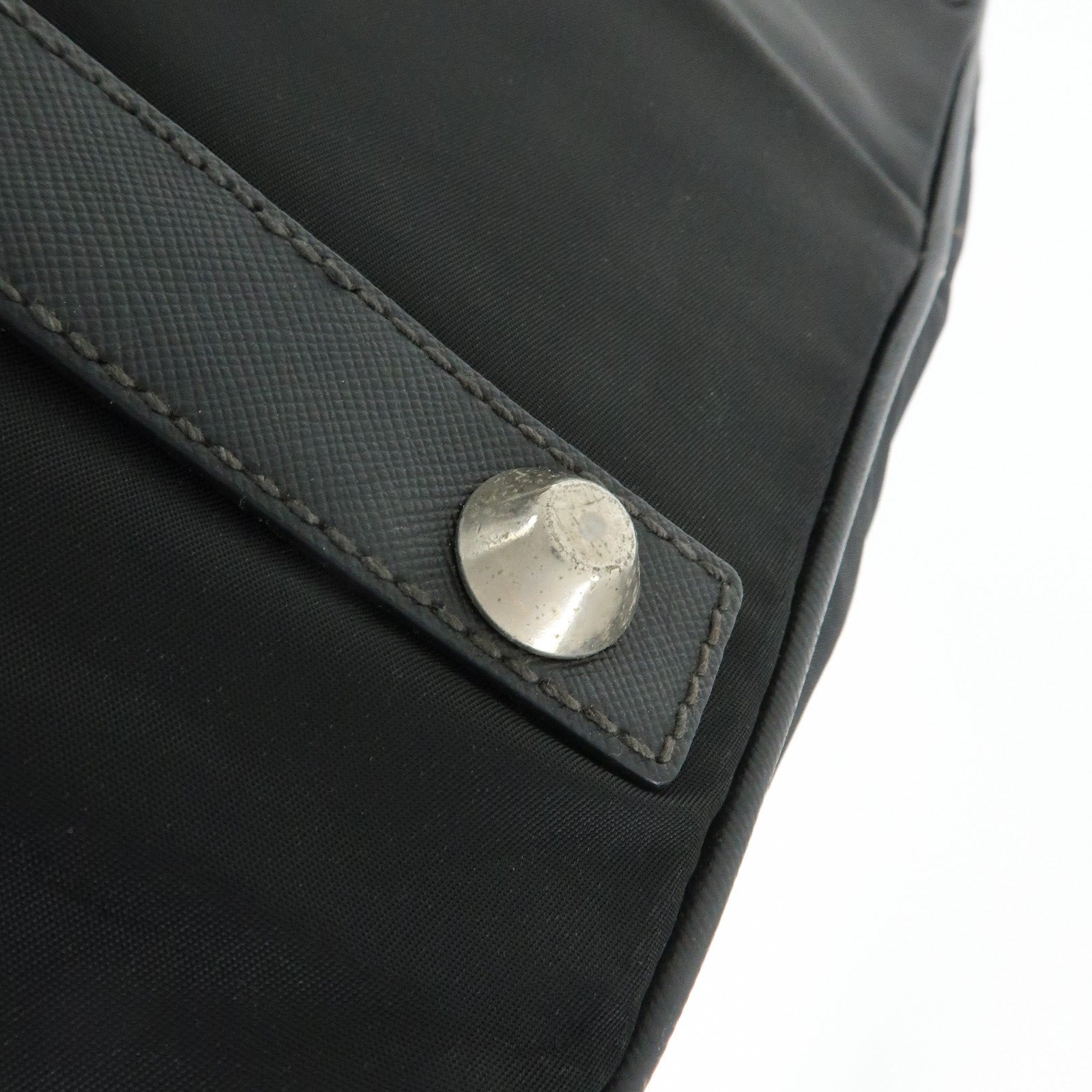 PRADA Triangle Logo Nylon Leather Boston Bag Travel Bag Black