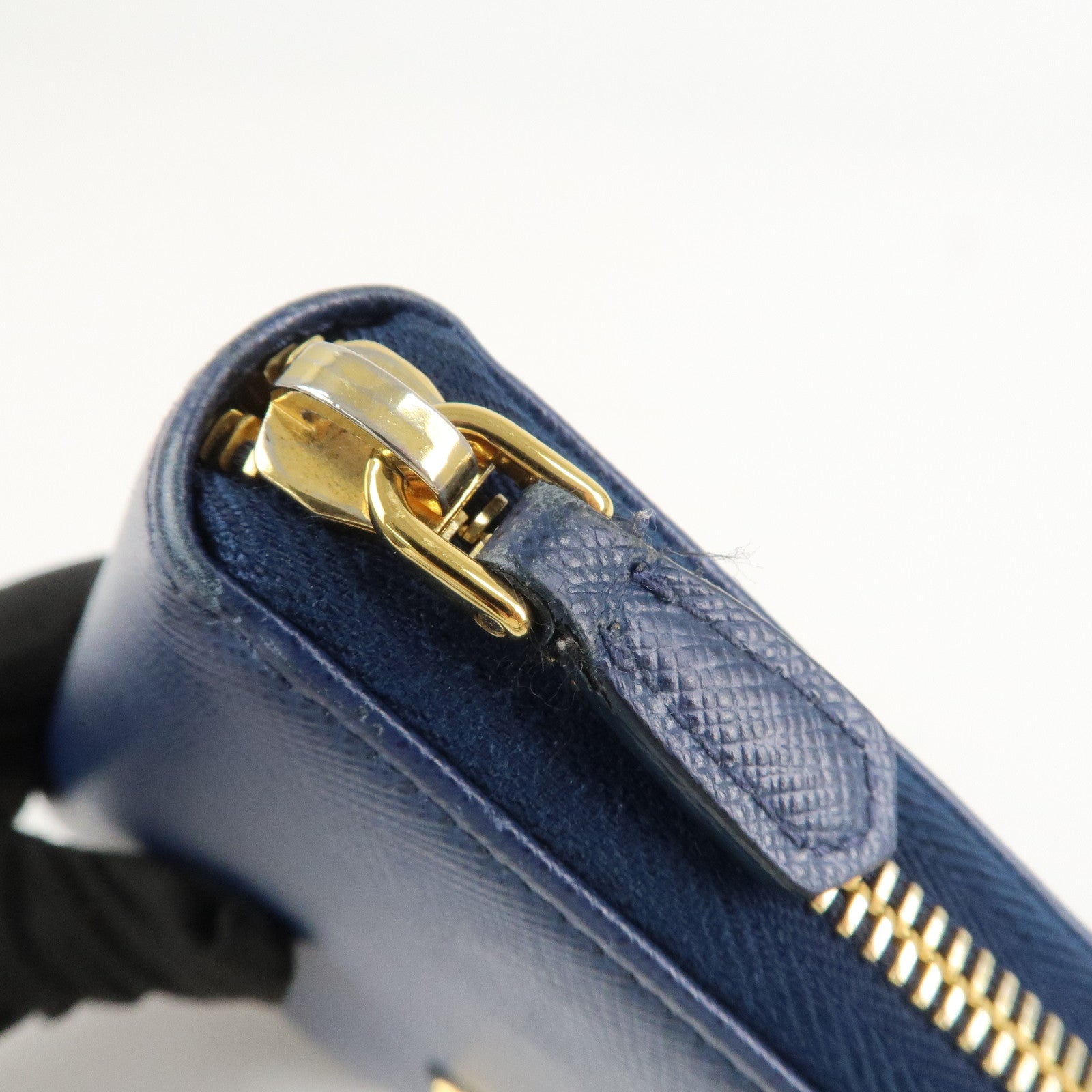 PRADA Triangle Logo Saffiano Leather Zippy Long Wallet Navy 1ML506