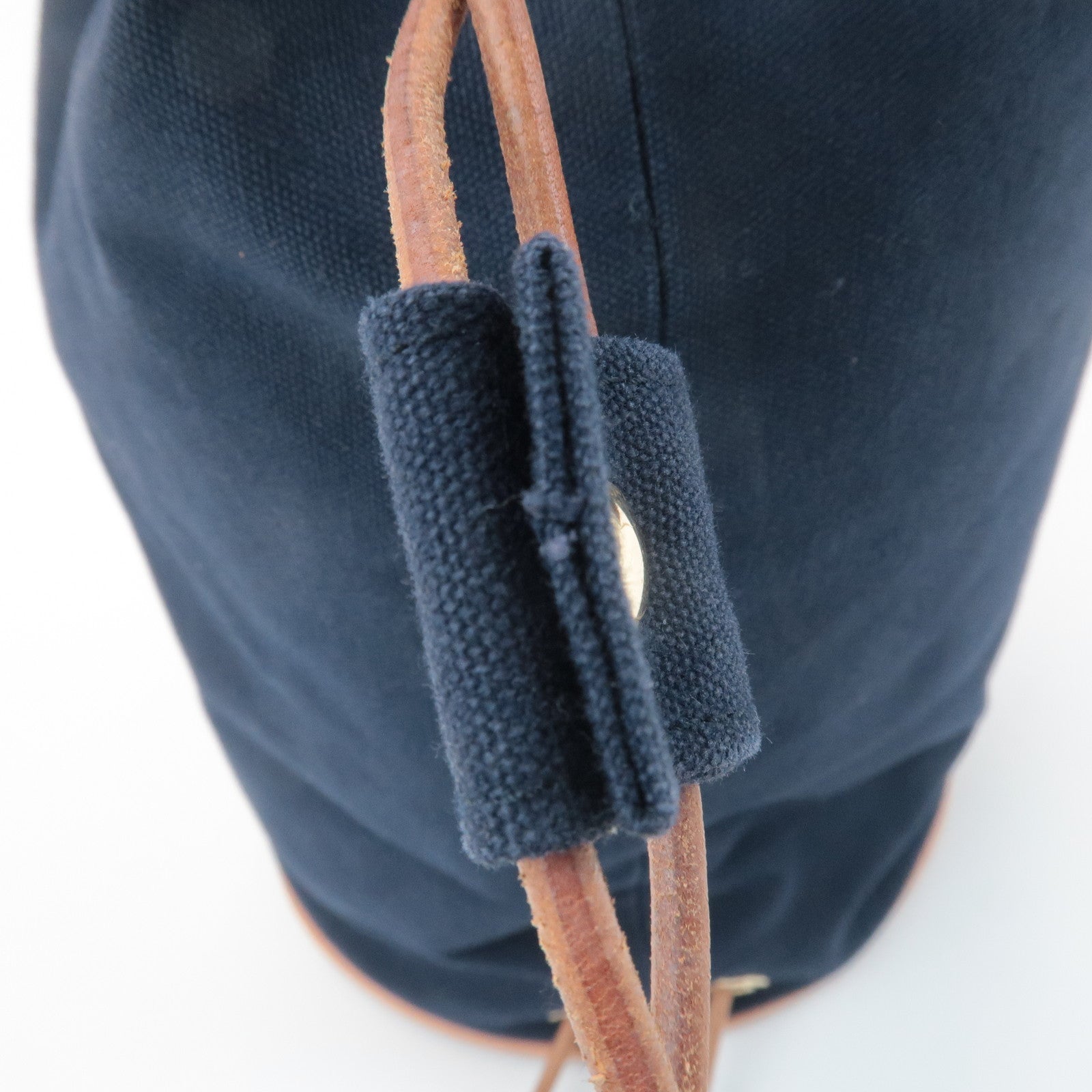 HERMES Canvas Leather Porochon Mimil PM Drawstring Shoulder Bag Used