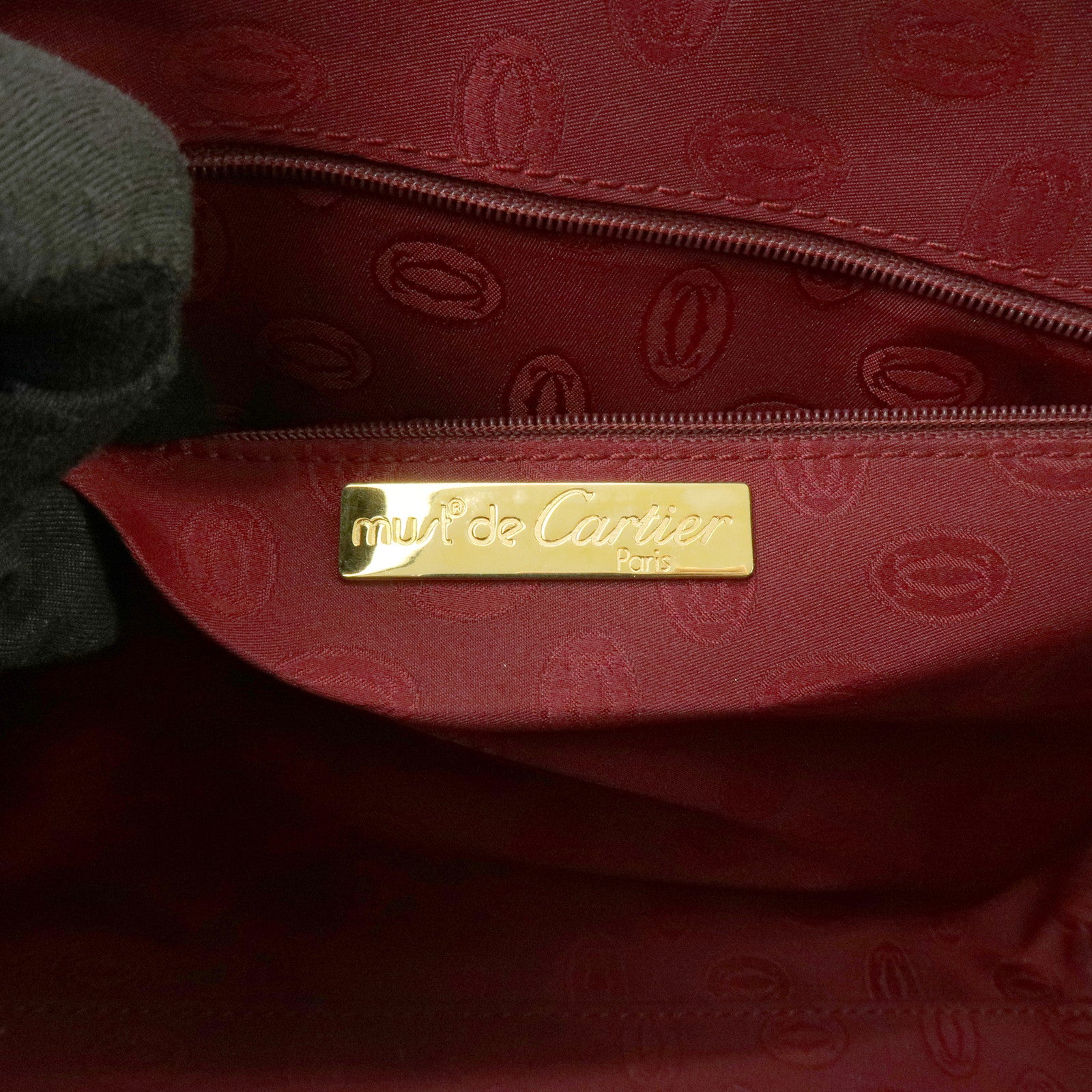 Cartier Must de Cartier Leather Hand Bag Tote Bag Bordeaux