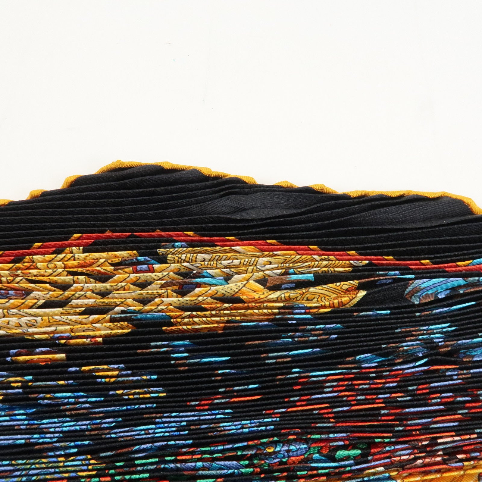 HERMES 100% Silk Pleats Carre Scarf ASTRES et SOLEILS Blue Multi Color Used