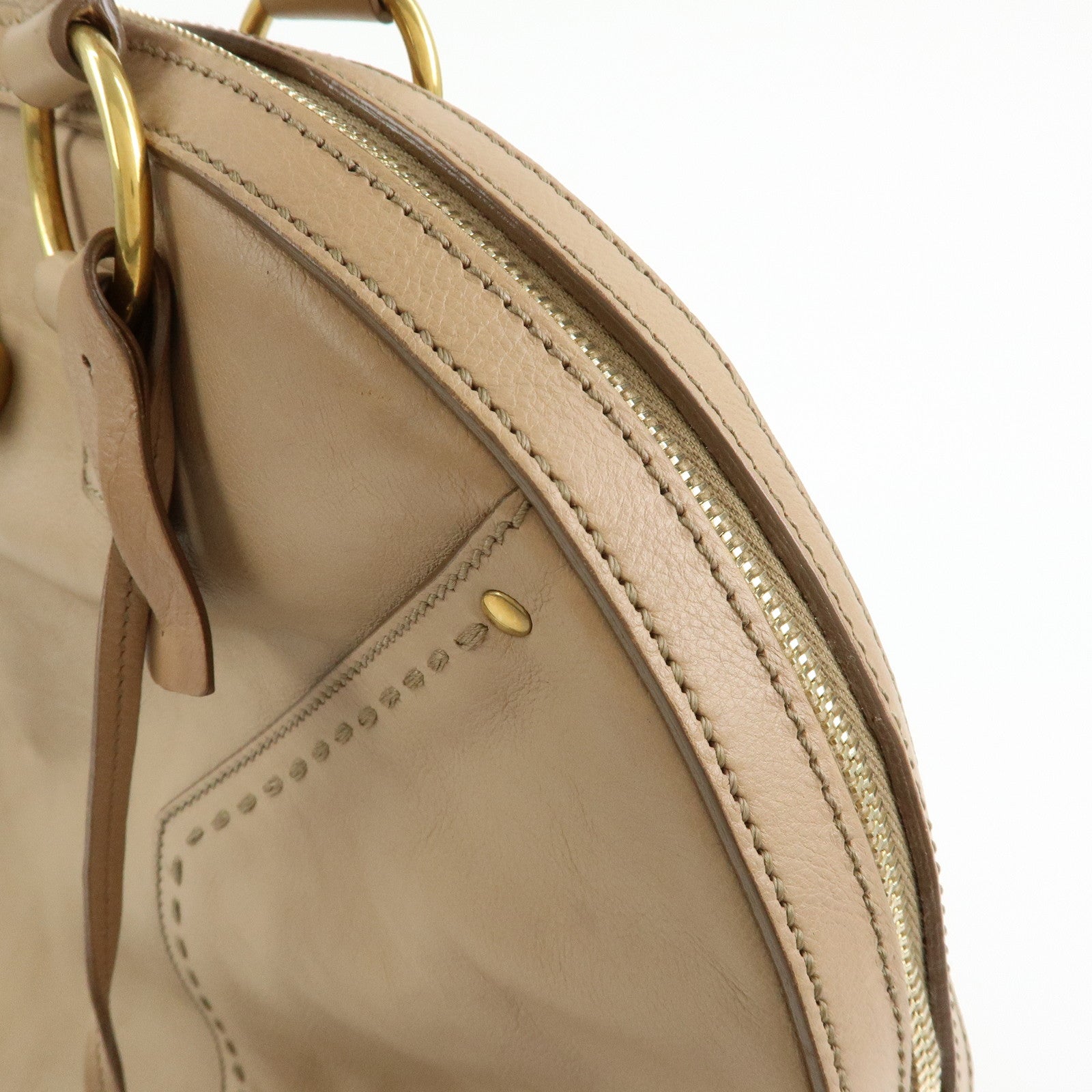 SAINT LAURENT PARIS Muse Leather Hand Bag Tote Bag Beige