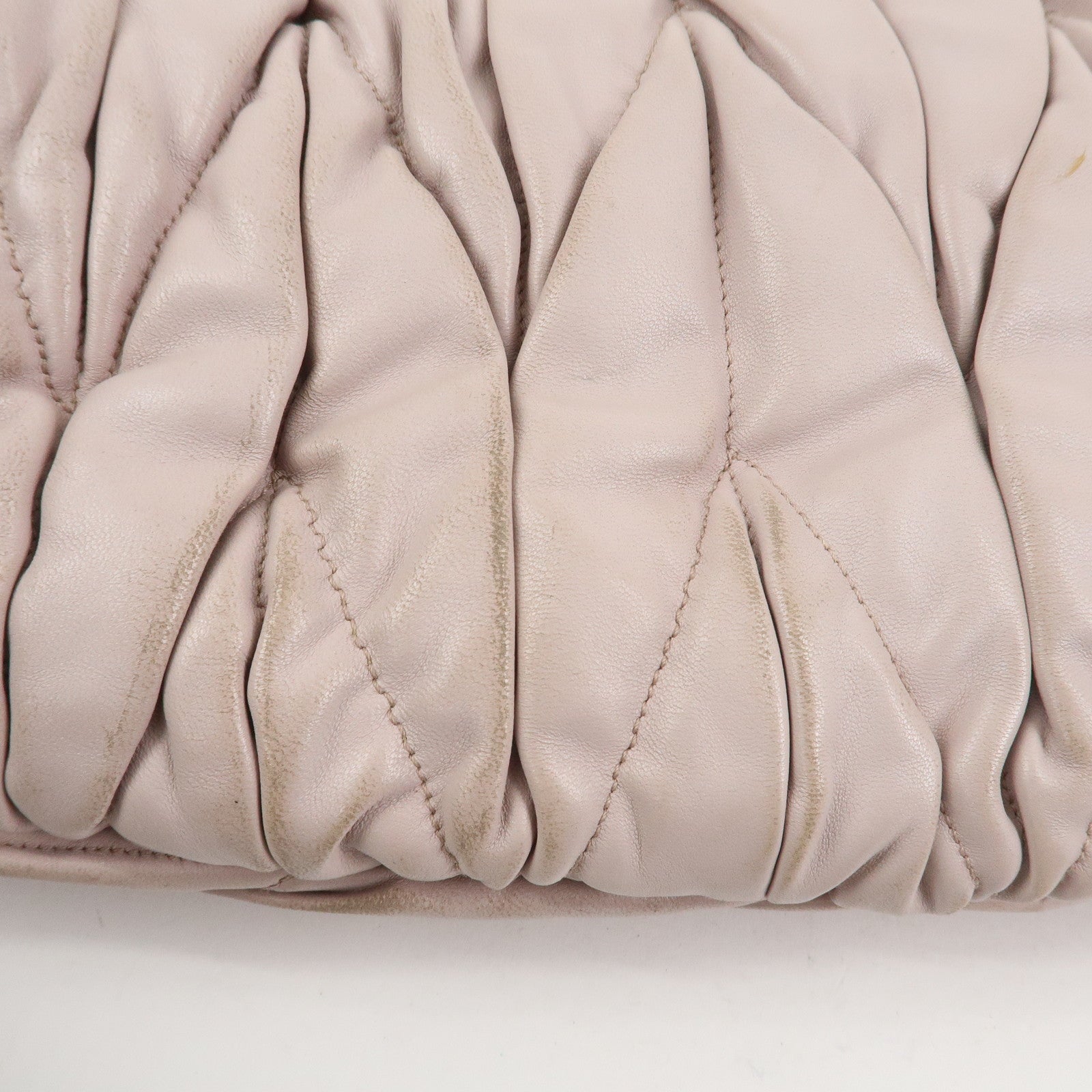 MIU MIU Matelasse Nappa Leather Tote Bag Shoulder Bag Light Pink