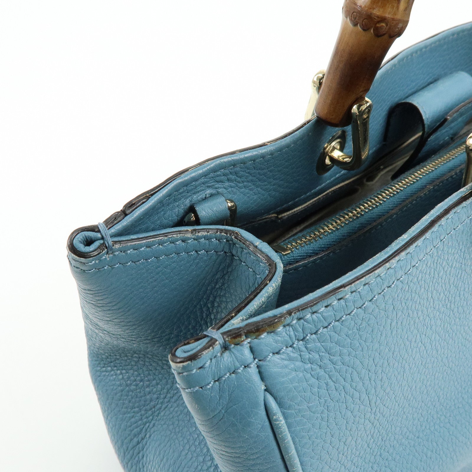 GUCCI Bamboo Leather Shopper Medium 2Way Bag Shoulder Bag 323660