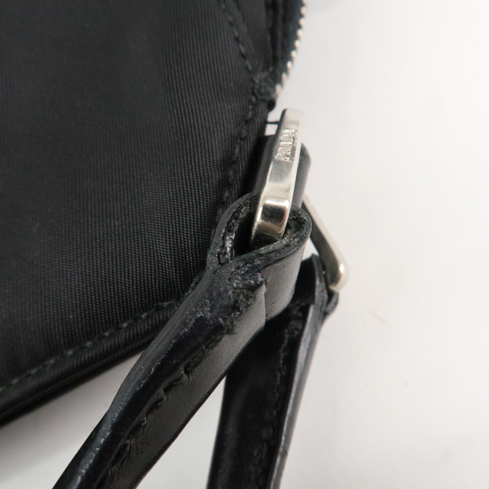 PRADA Triangle Logo Nylon Leather Tote Bag Shoulder Bag B11093 Used