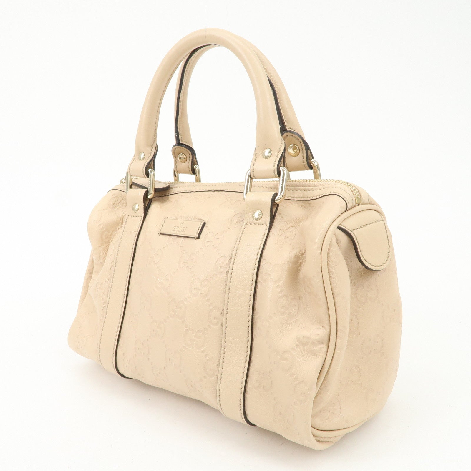 GUCCI Guccissima Leather Mini Boston Bag Pink Beige 193604