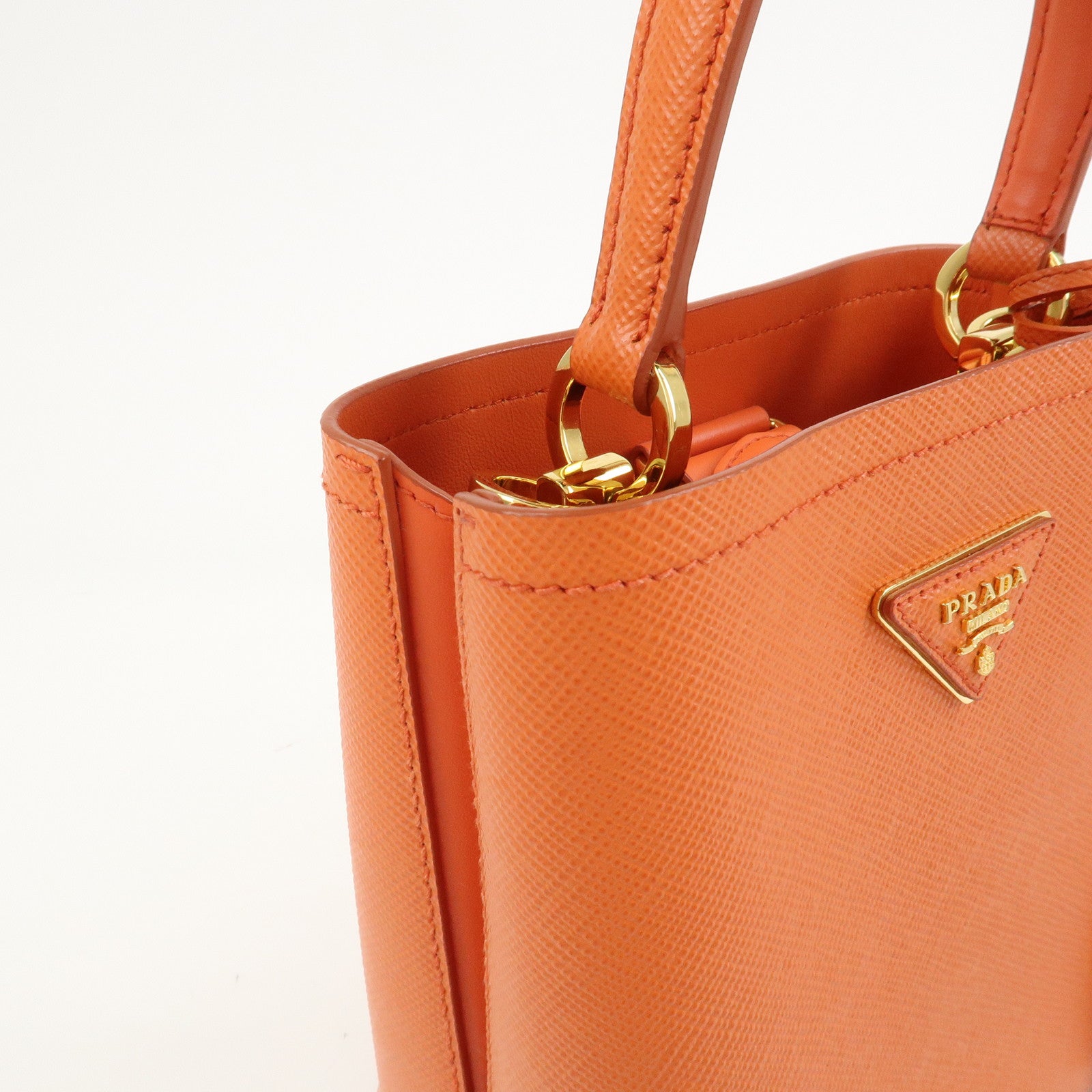 PRADA Panier 2Way Bag Hand Bag Shoulder Bag Orange 1BA217