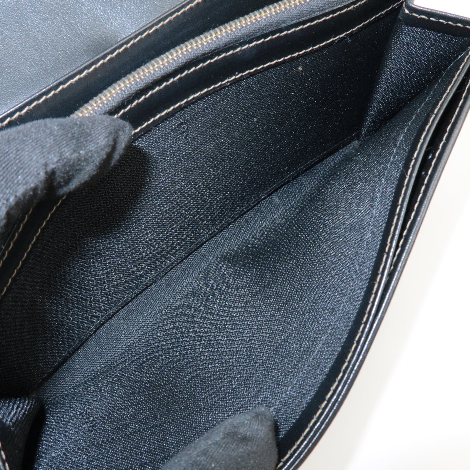 FENDI Pequin PVC Canvas Long Wallet Black Brown T20615 Used