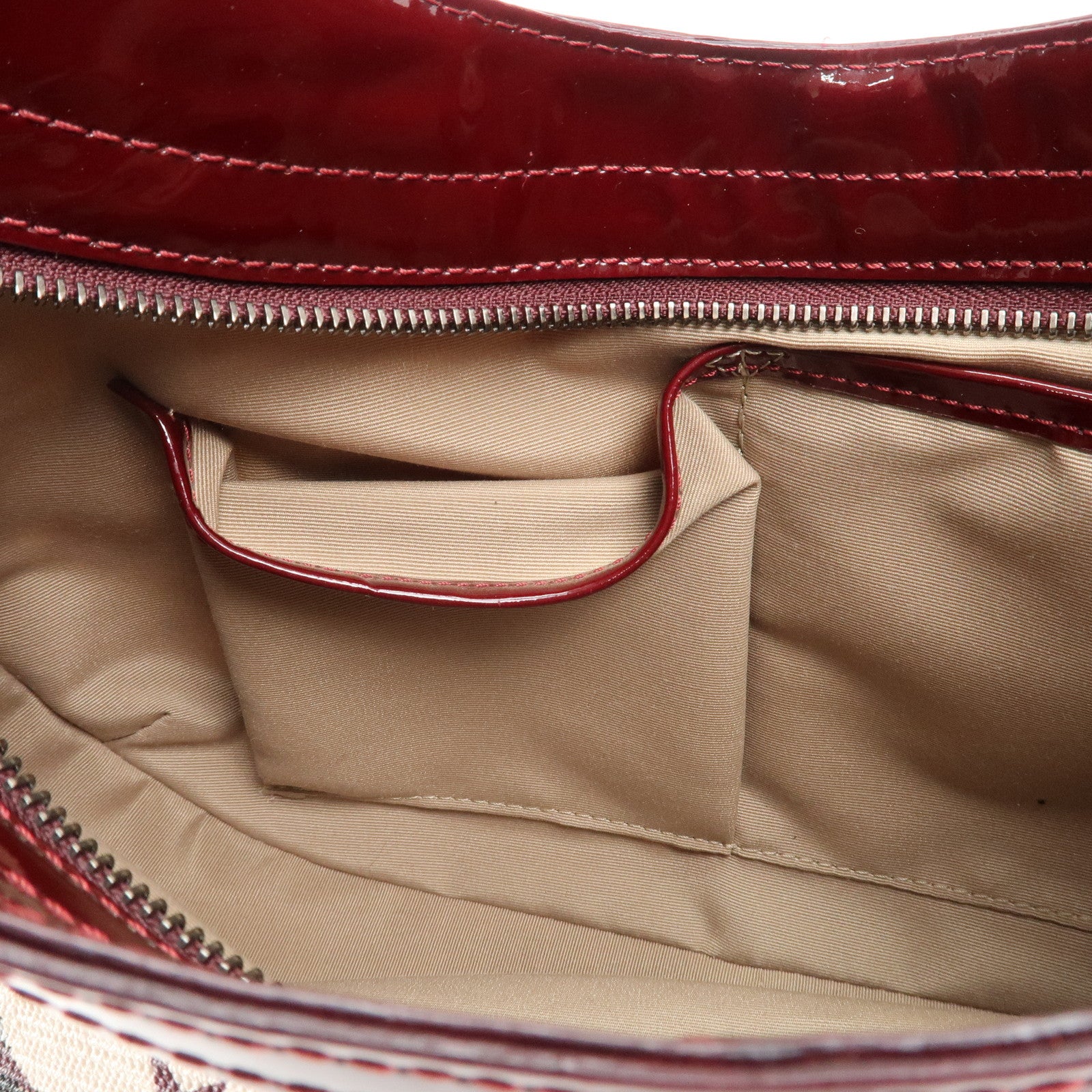 BURBERRY Patent Leather Nova Plaid PVC Shoulder Bag Hand Bag Beige Wine Used