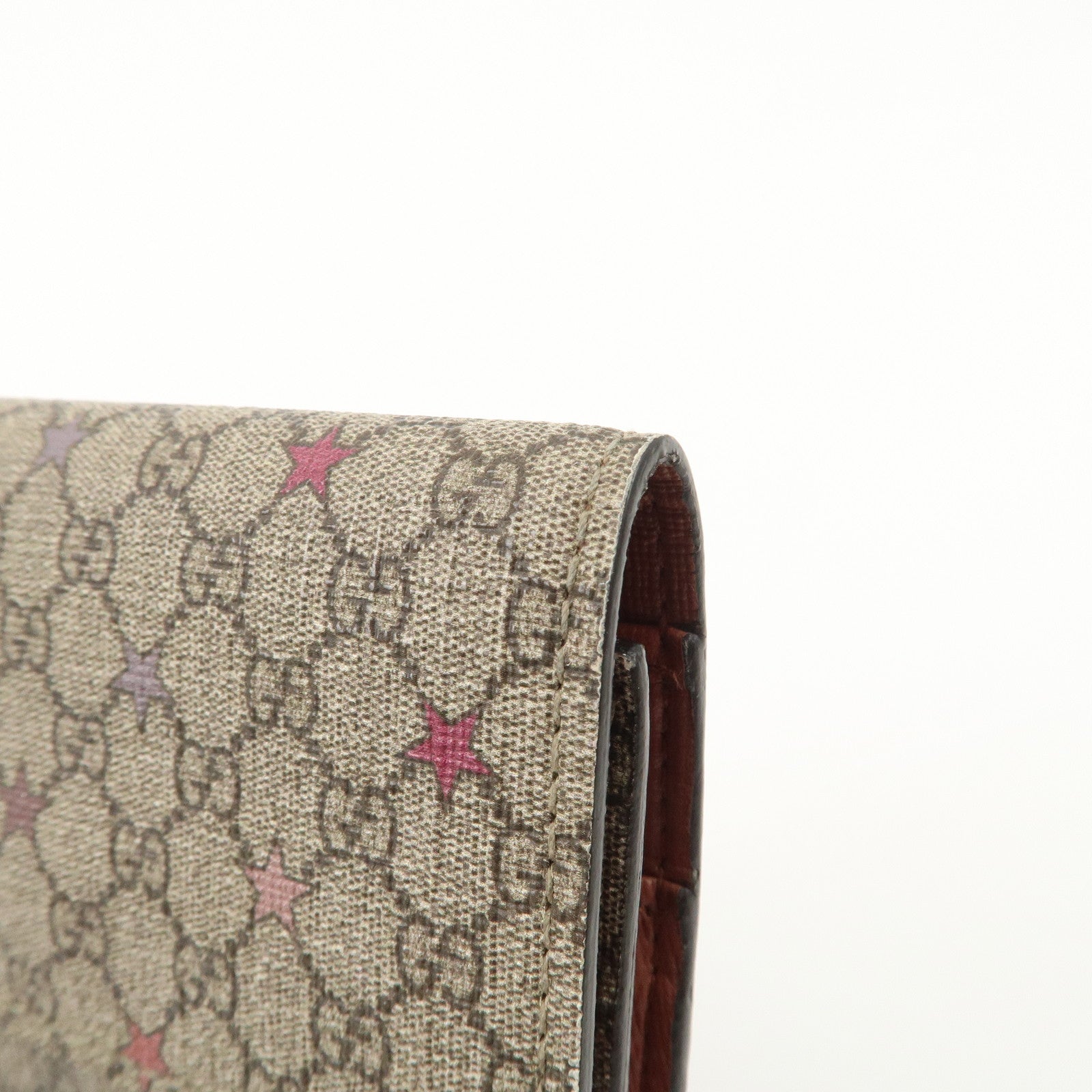 GUCCI Interlocking G GG Supreme Star Tri-Fold Compact Wallet 212106 Used