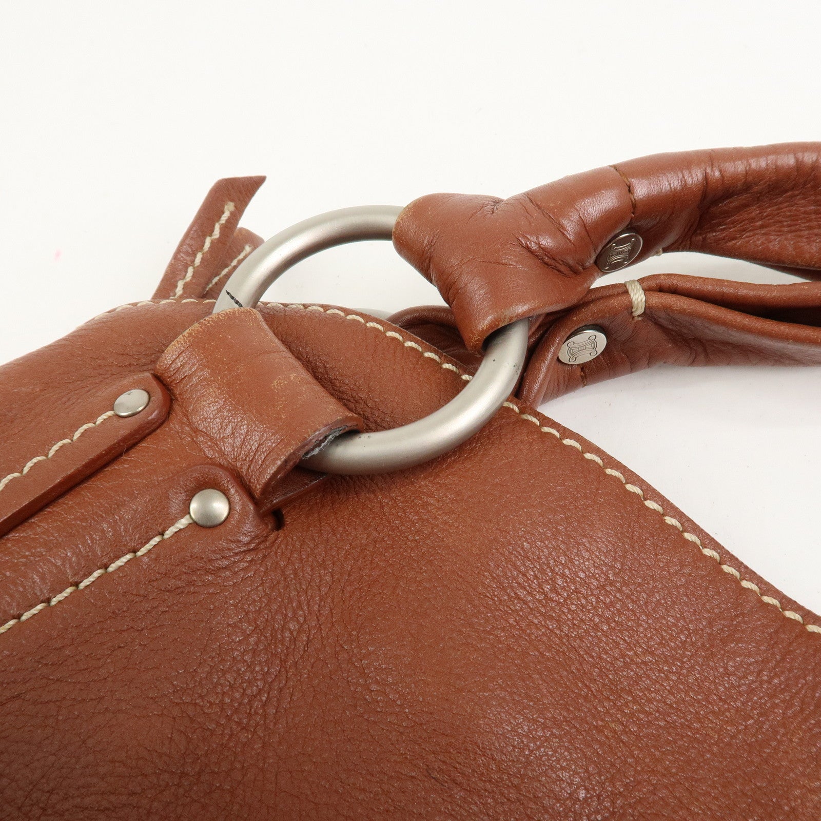 CELINE Logo Leather Bittersweet Shoulder Bag Tote Bag Brown