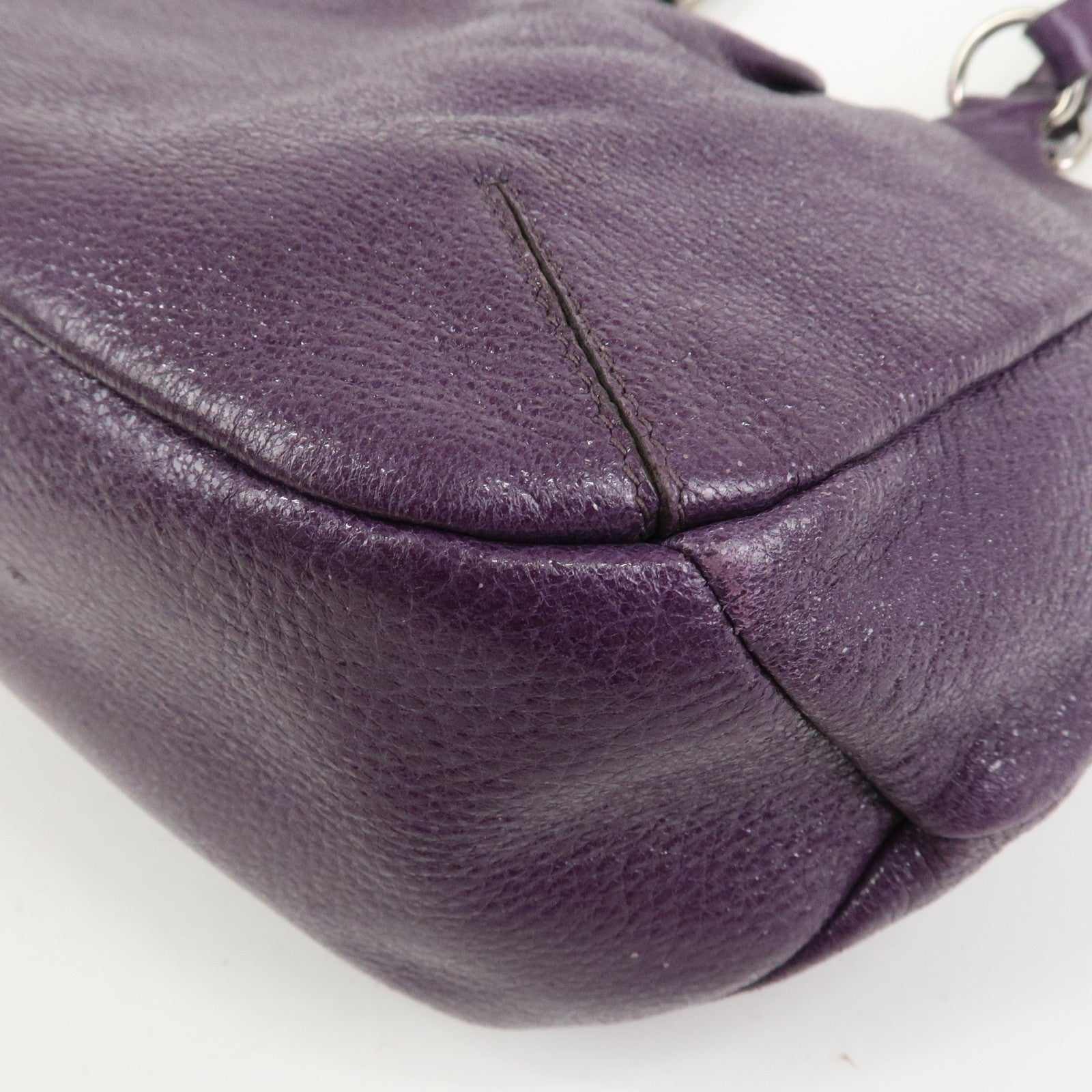 PRADA Leather Tote Bag Shoulder Bag Purple Silver