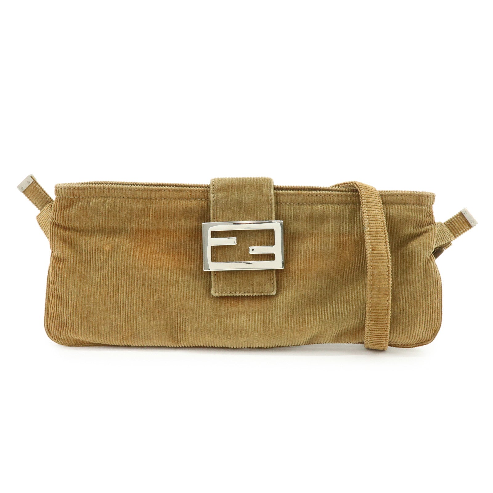 FENDI Corduroy Shoulder Bag Crossbody Bag Brown 26685