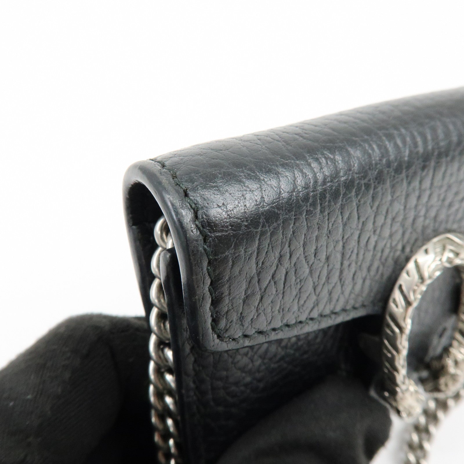 GUCCI Dionysus Leather Chain Compact Wallet Coin Case Black 574930
