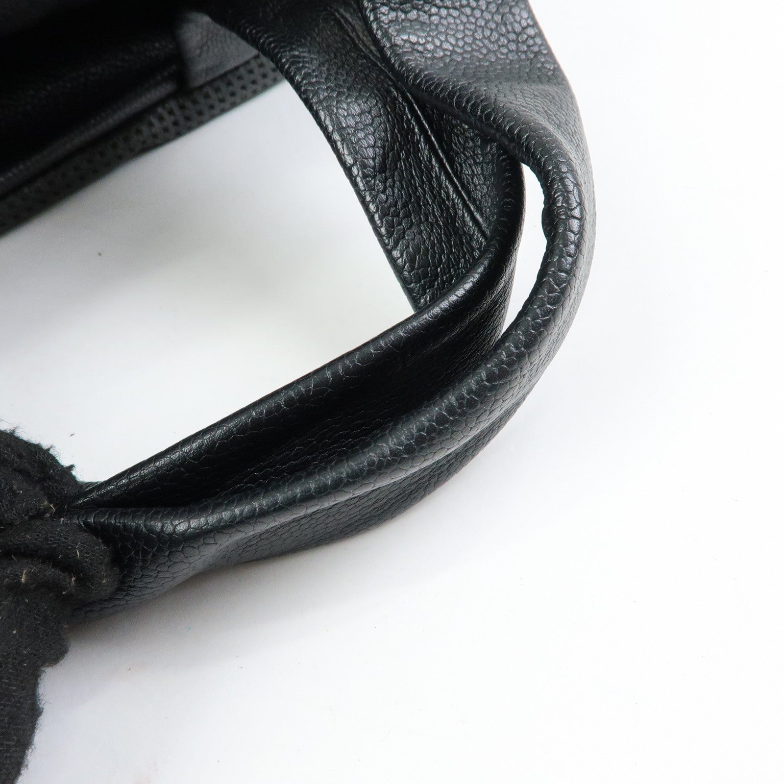CHANEL COCO Mark Caviarskin Punching Boston Bag Hand Bag Black