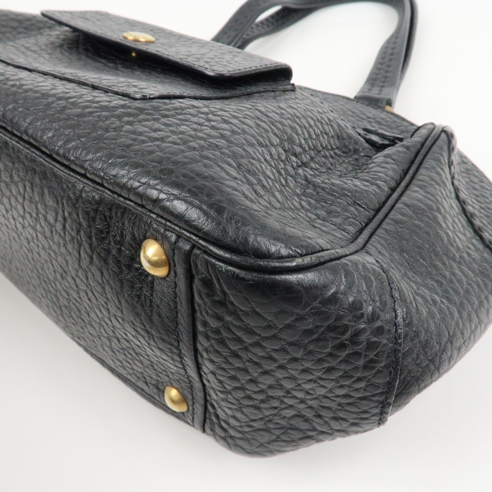 PRADA Triangle Logo Leather Shoulder Bag Hand Bag Black BR1976