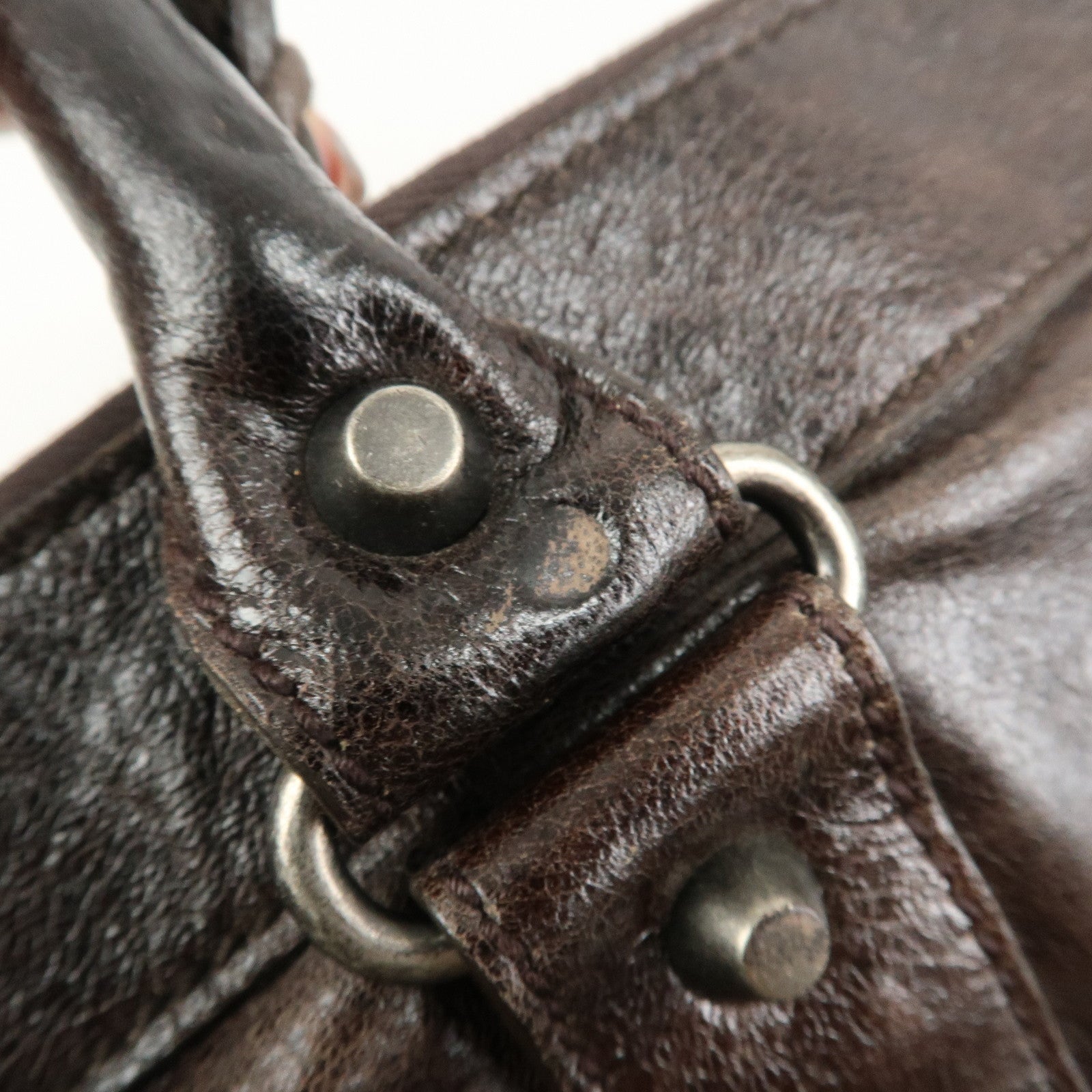 BALENCIAGA The Work Leather Tote bag Hand Bag Dark Brown 156541