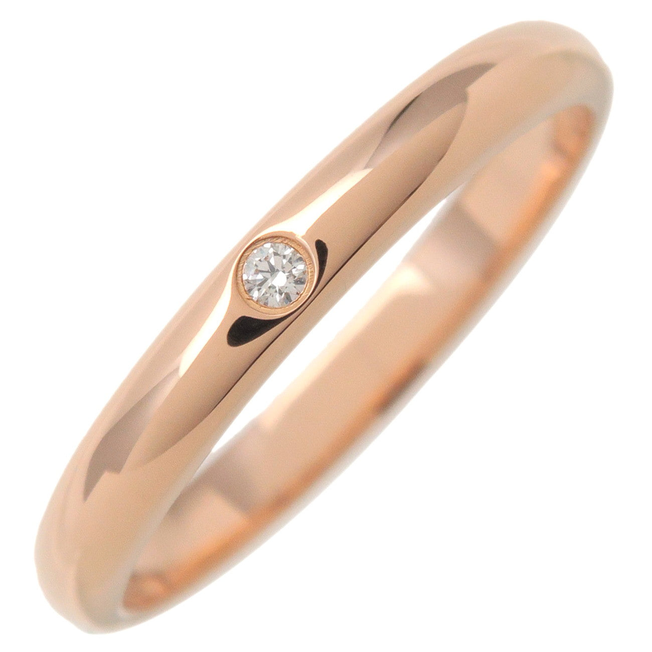 Cartier Diamond 750PG 1895 Wedding Ring #50 US5 Rose Gold