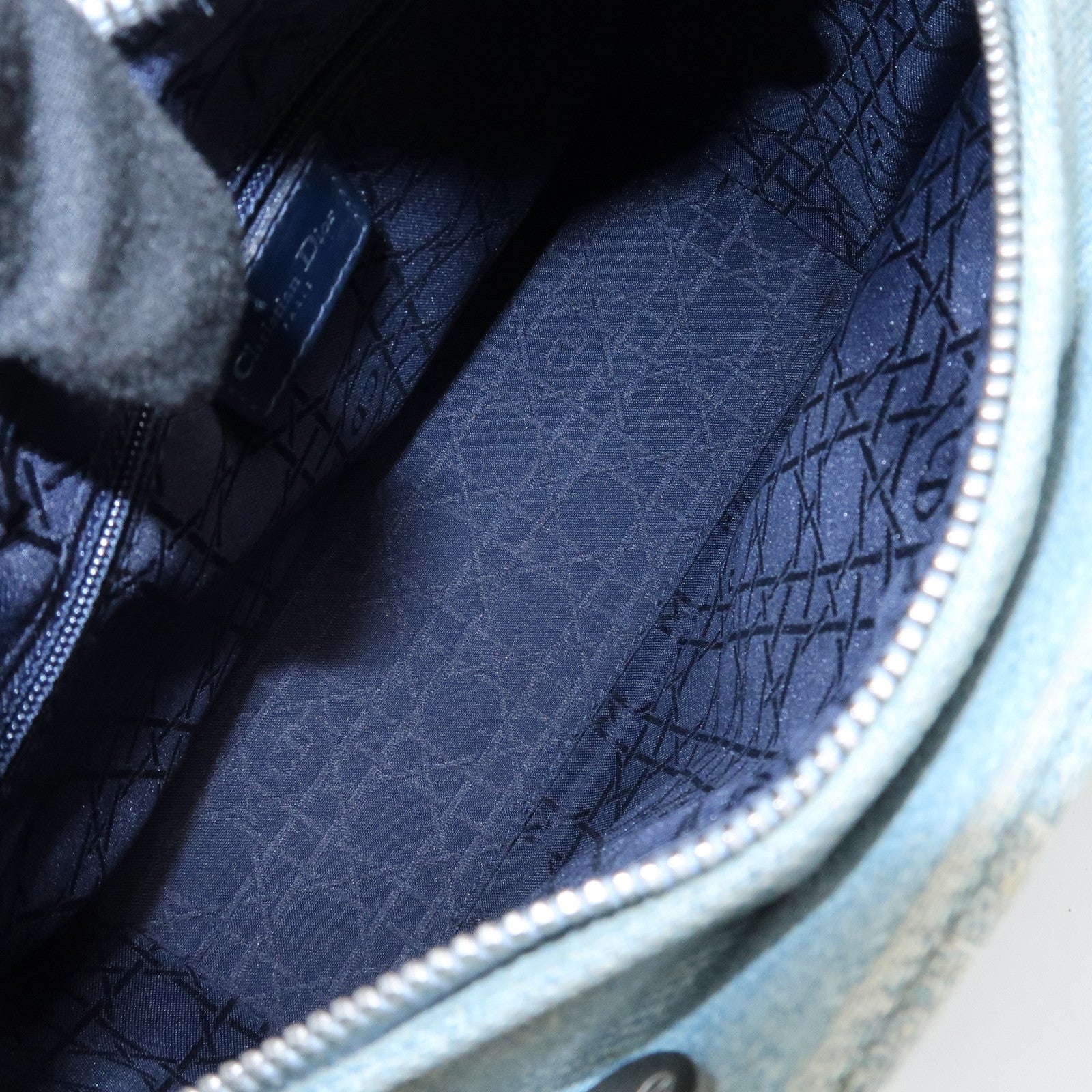 Christian Dior Lady Dior Denim 2way Hand Shoulder Bag Light Blue Used