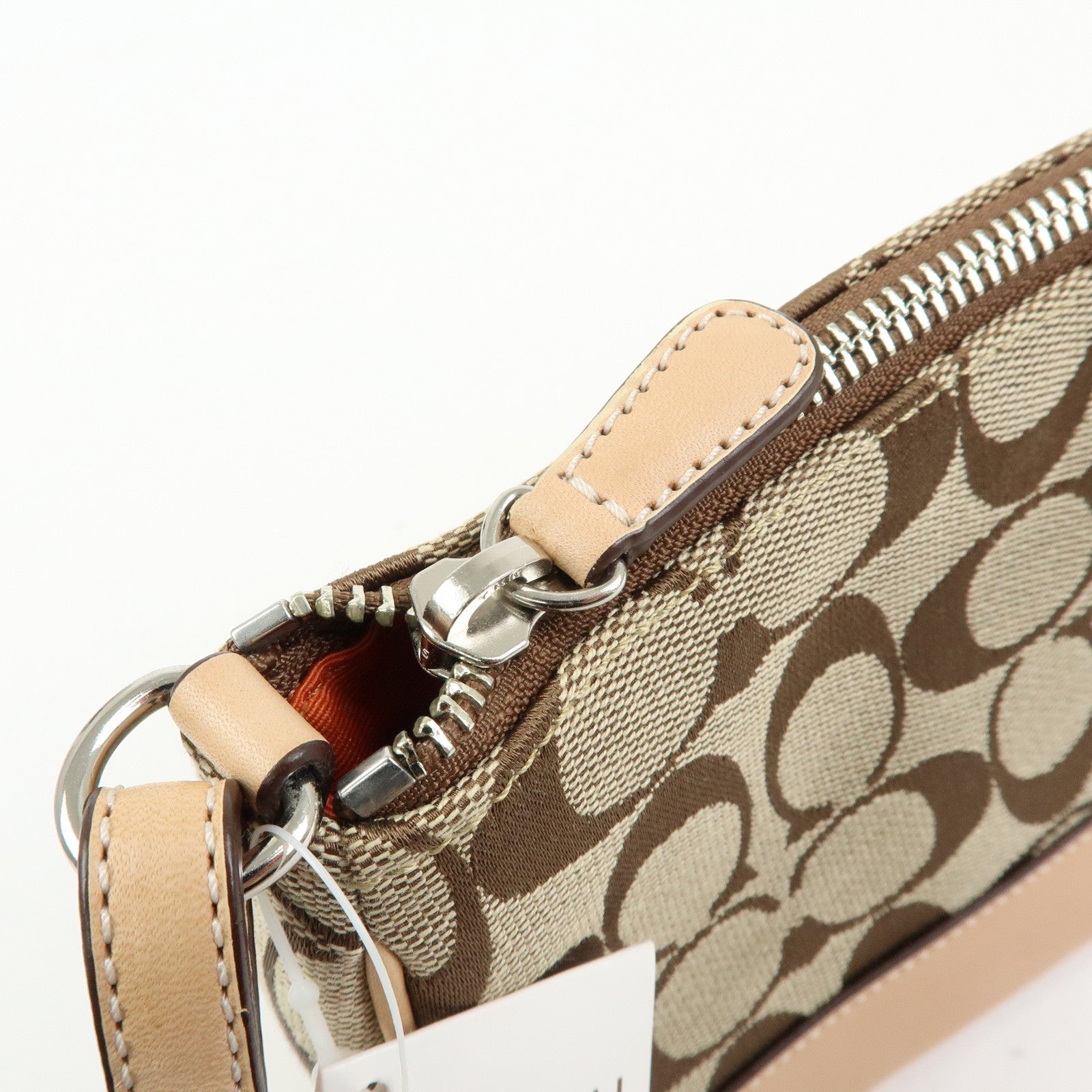 COACH Signature Canvas Leather Mini Hand Bag Brown Beige