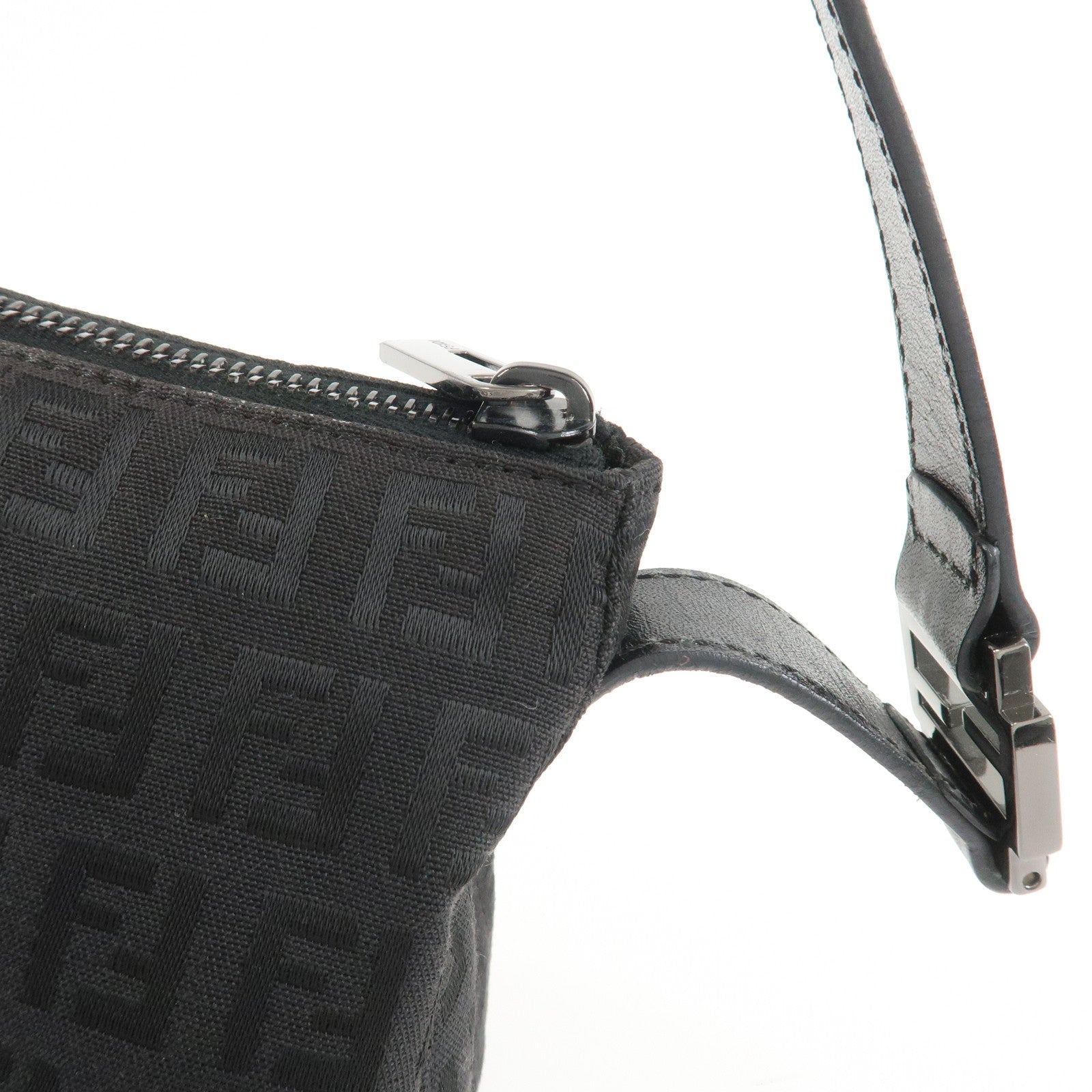 FENDI Zucchino Shoulder Bag Hand Bag Black 8BR444