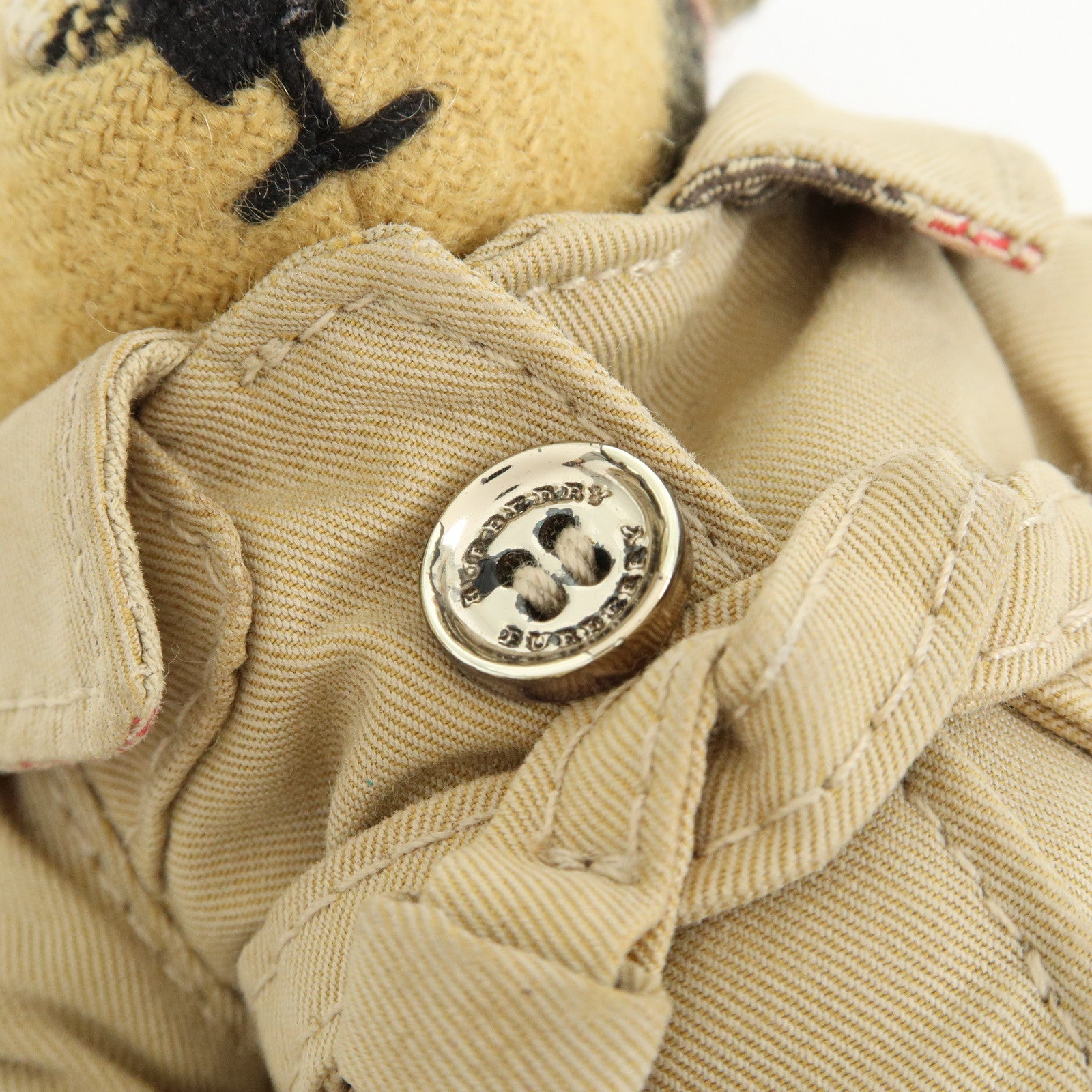 BURBERRY Nova Paid Canvas Bag Charm Key Holder Thomas Bear Beige