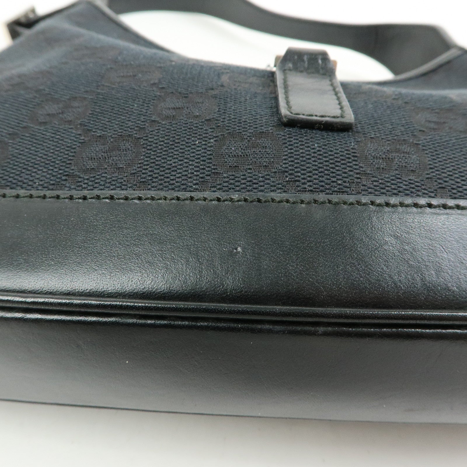 GUCCI Jackie GG Canvas Leather Shoulder Bag Black 001.3735