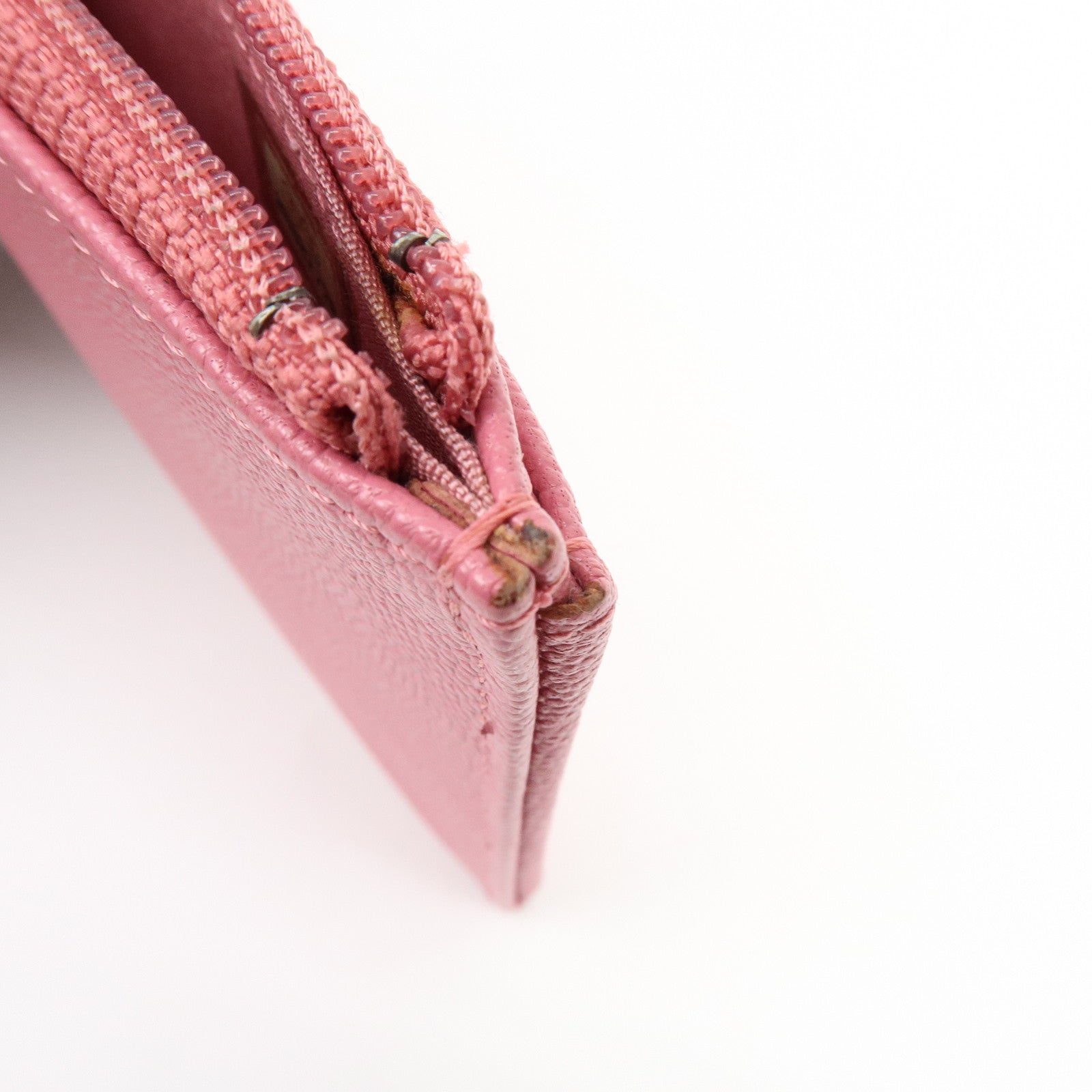 CHANEL COCO Mark Metiers D’Art Caviarskin Fragment Card Case Pink